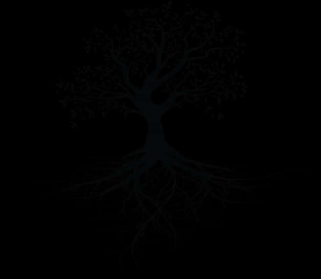 Mystical_ Tree_ Silhouette_ Roots_and_ Branches PNG