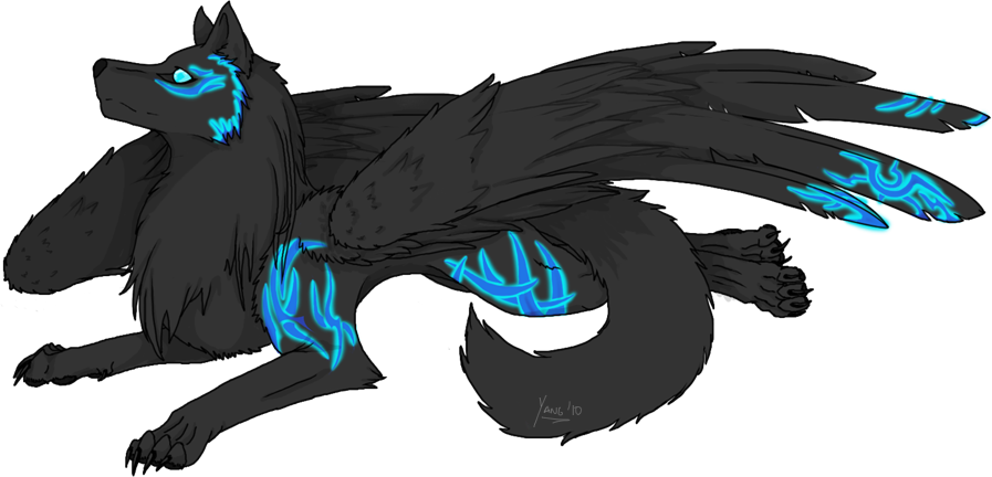 Mystical_ Winged_ Wolf_ Glowing_ Markings PNG