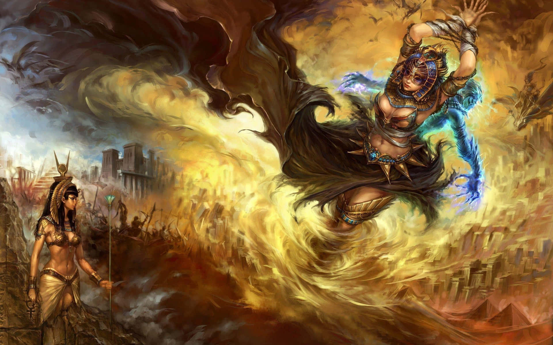 Mythical_ Battle_of_ Elemental_ Goddesses Wallpaper