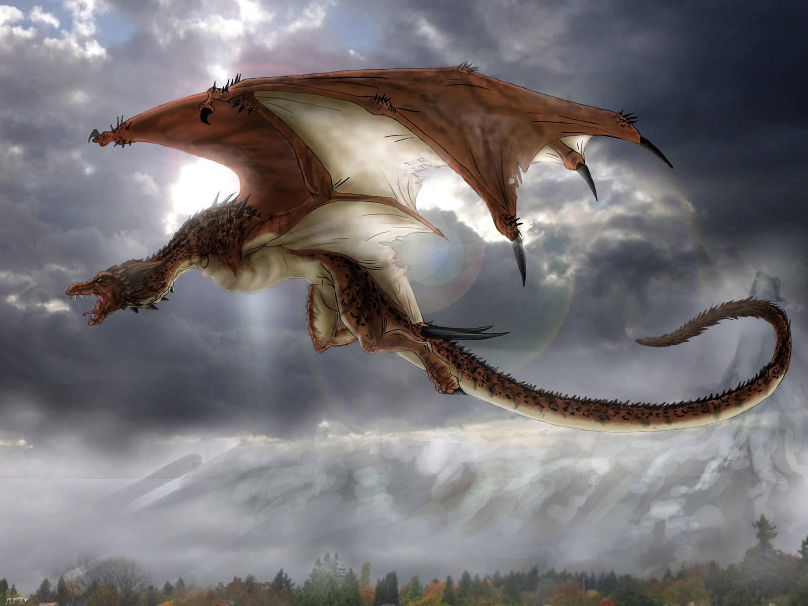 Mythical Creature Brown Dragon Wallpaper