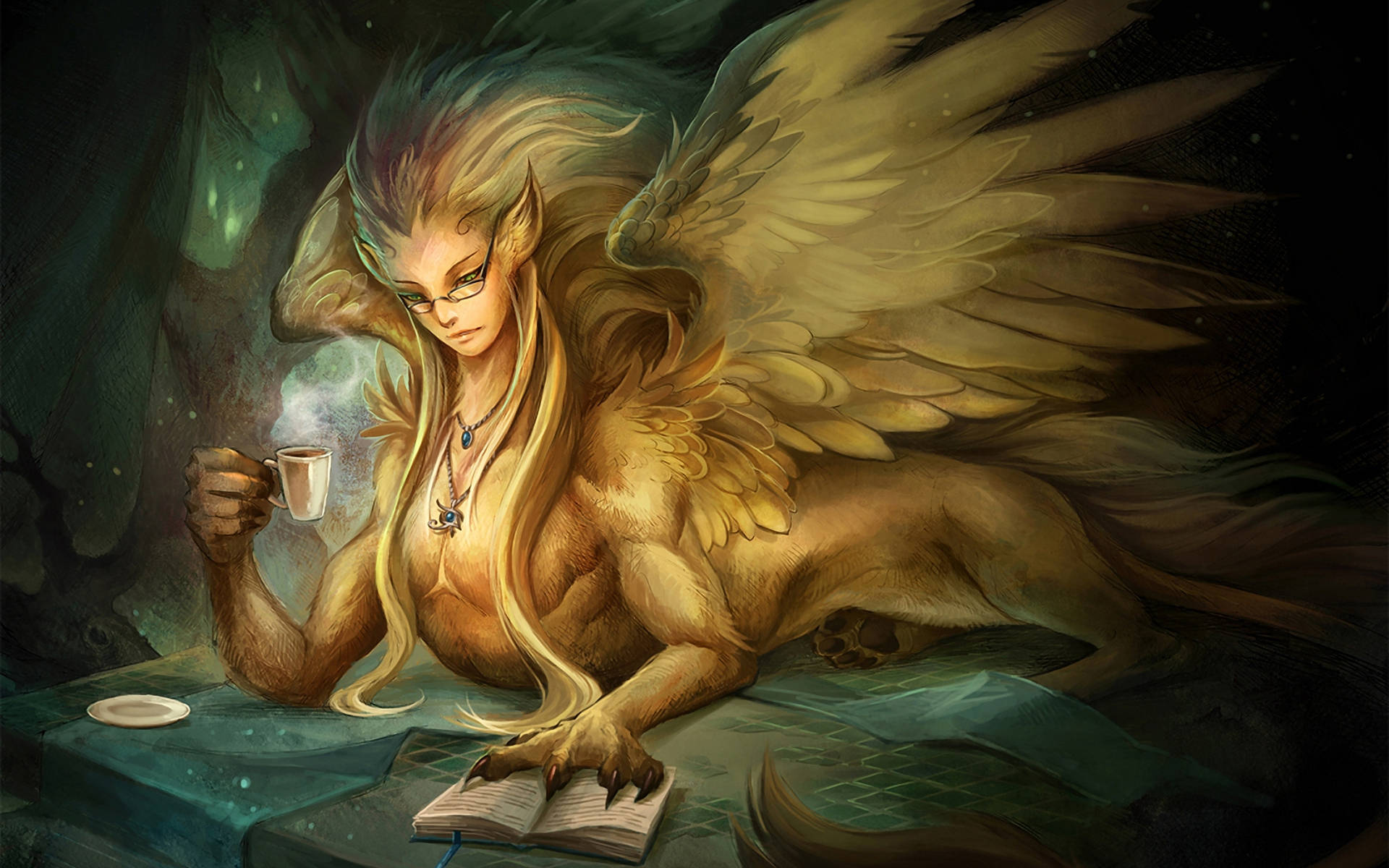 Mythical Creature Reading Book Wallpaper