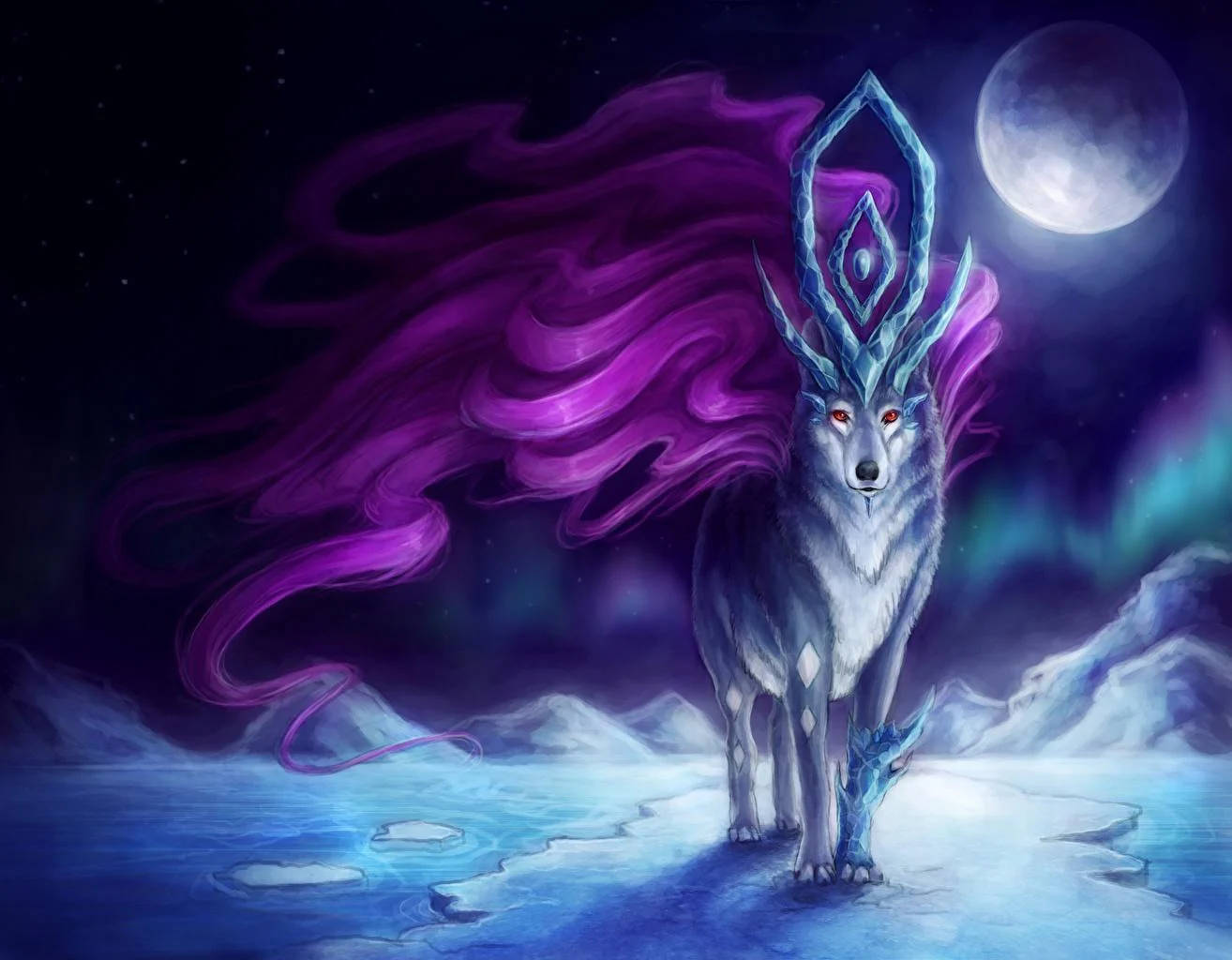 Mythical Creature Red-eyed Wolf Picture