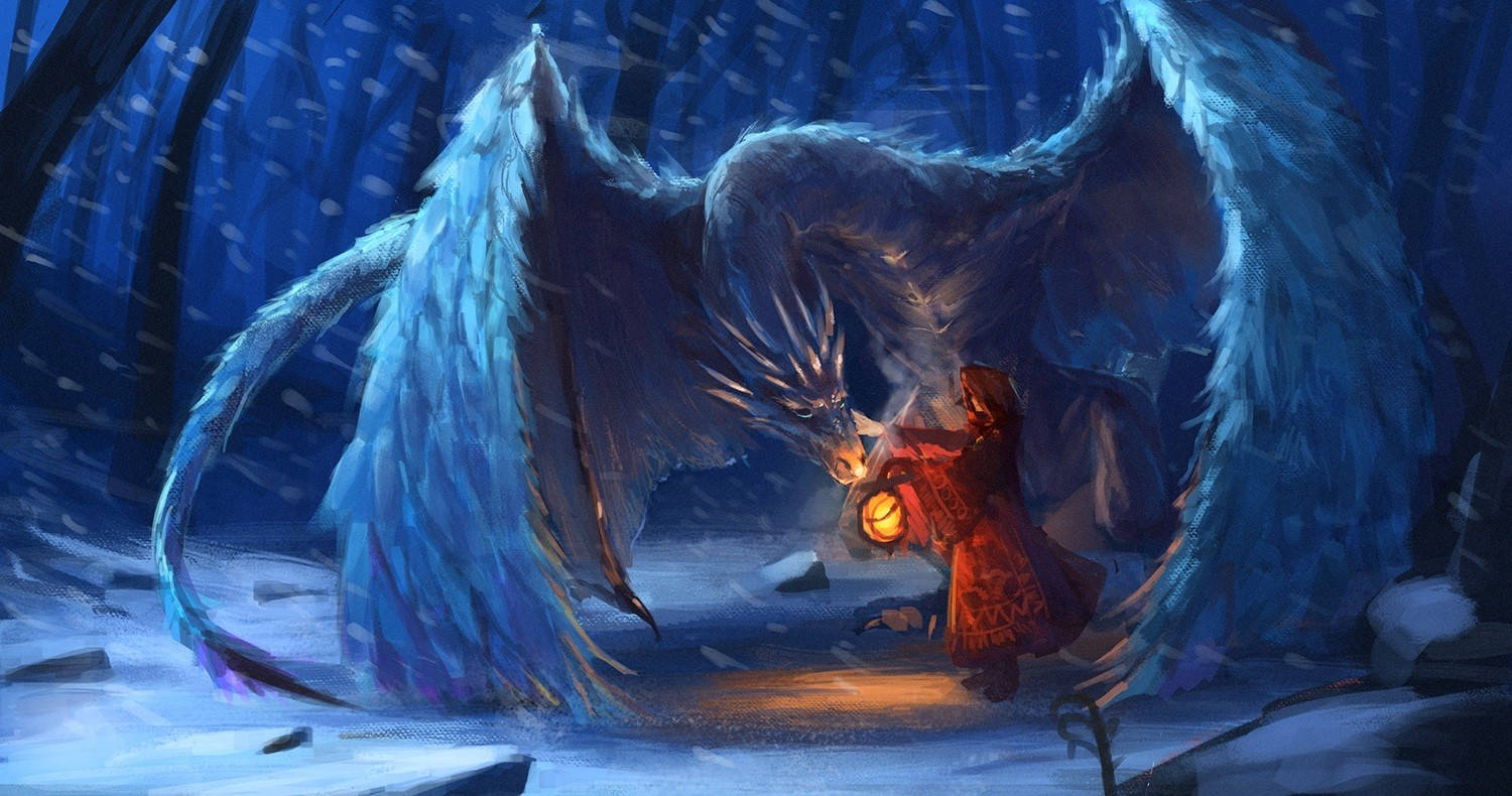 Mythical Creature Snow Dragon Wallpaper