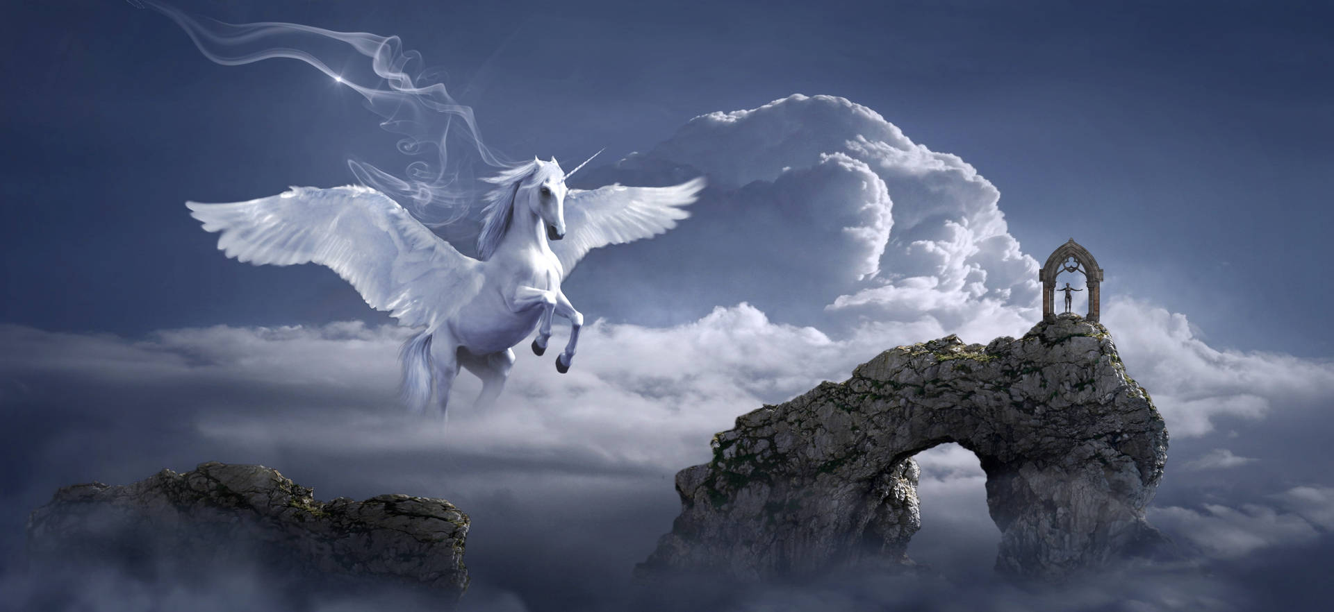 Mytologiskvarelse Vit Pegasus. Wallpaper