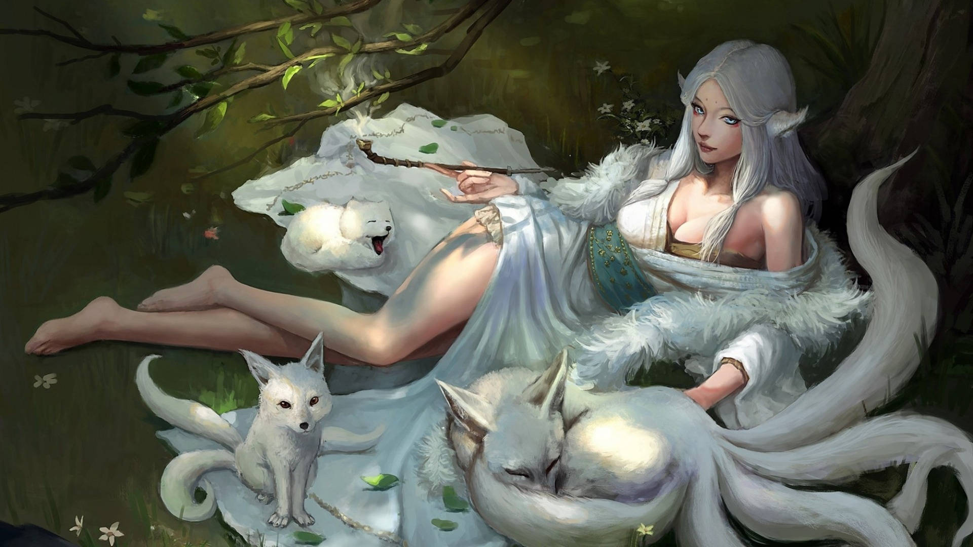 Mythical Creatures Gumiho Art Wallpaper