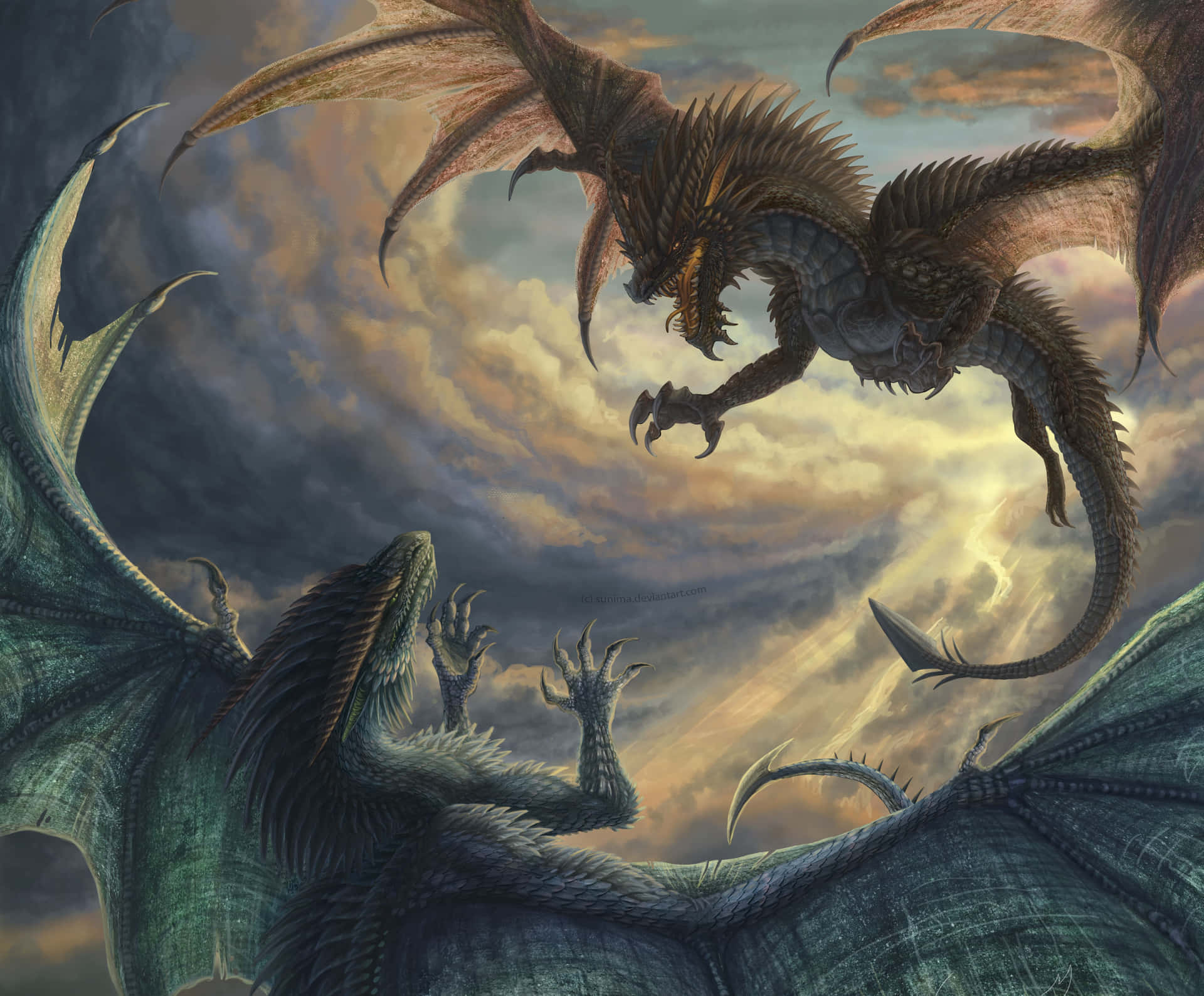 A Legendary Mythical Dragon Awakens Wallpaper