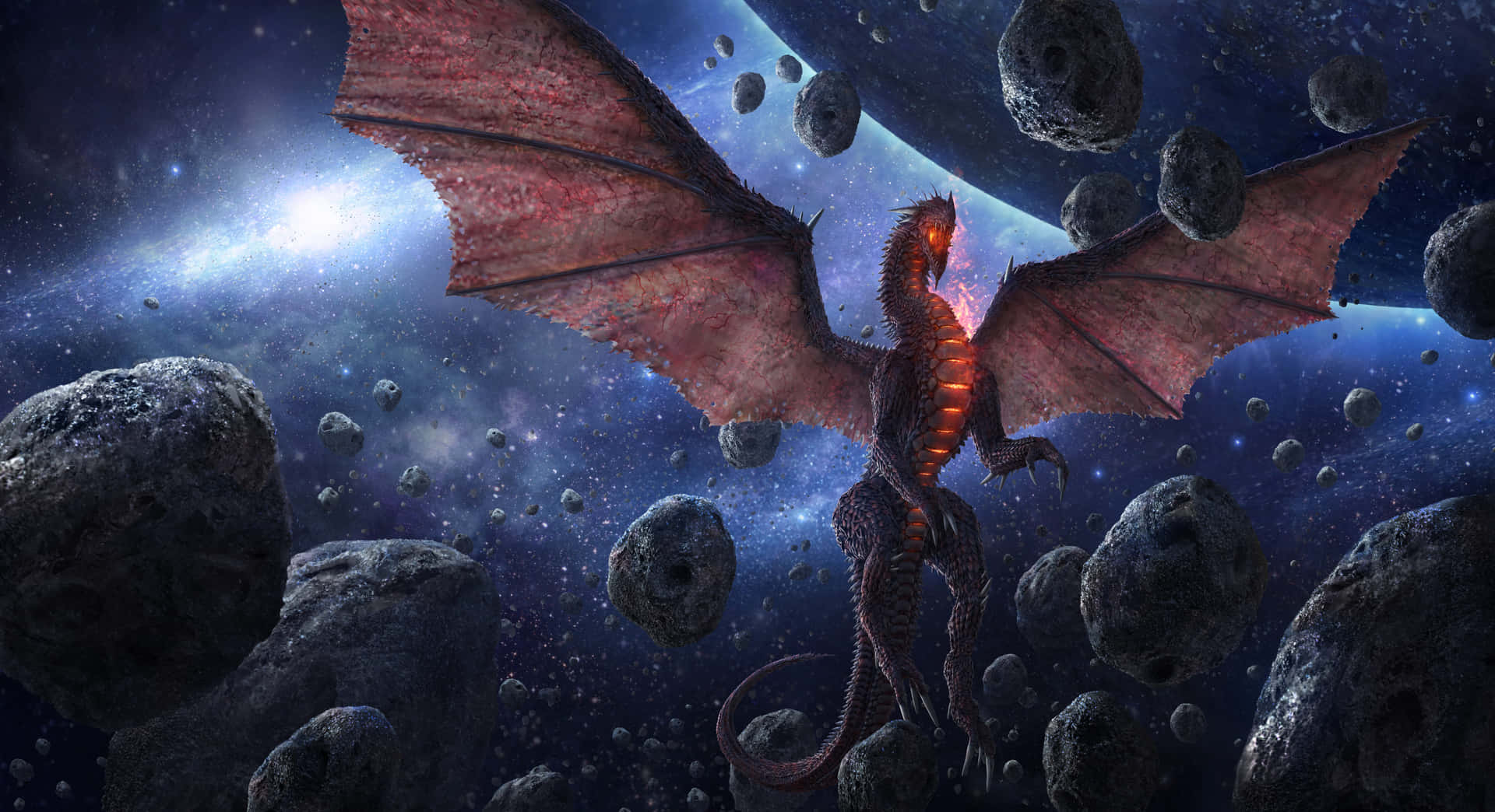 Billede Epic Mythisk Dragon på en regnbue ramme Wallpaper