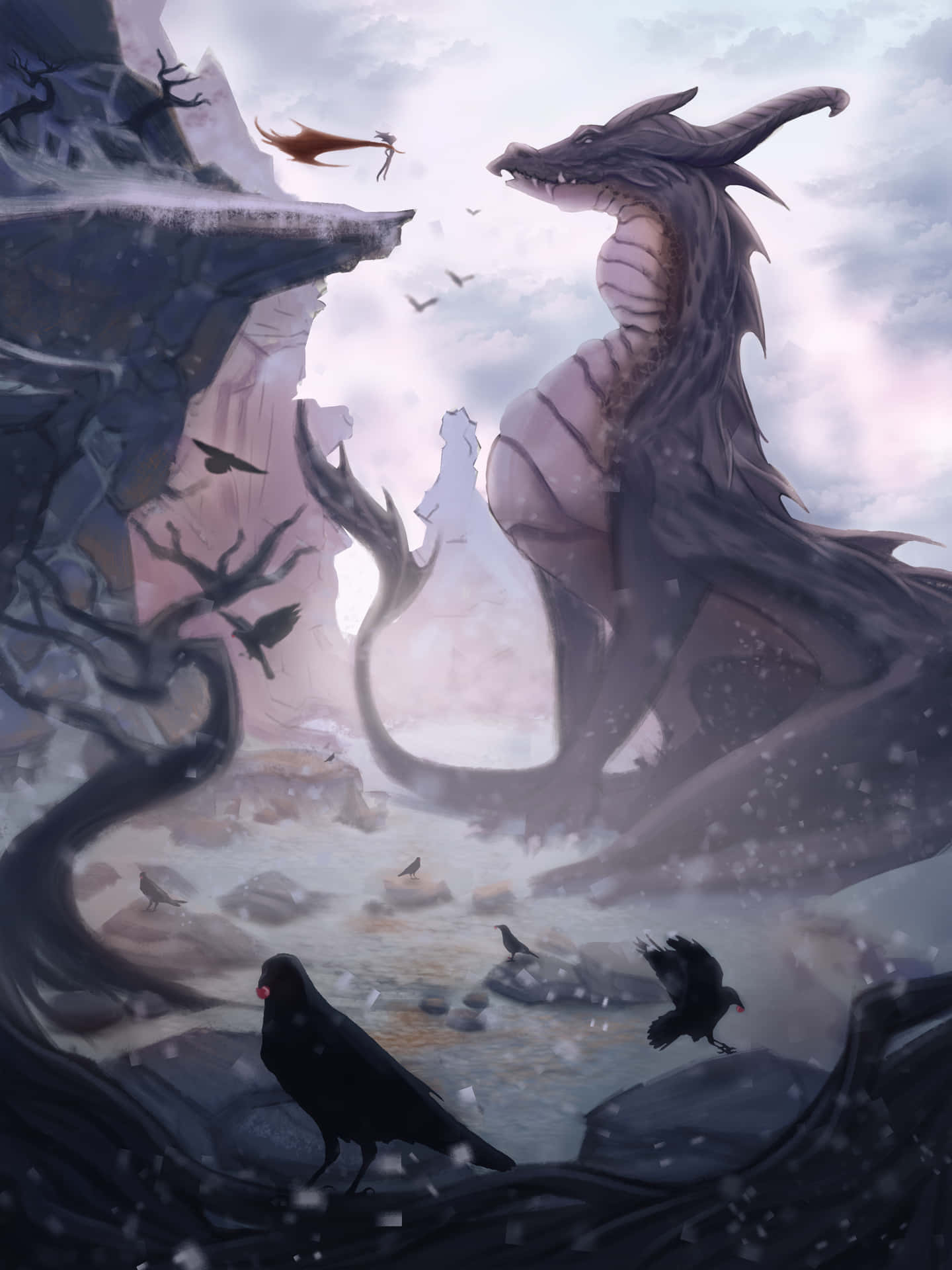 Unmajestuoso Dragón Mitológico Surcando El Cielo. Fondo de pantalla
