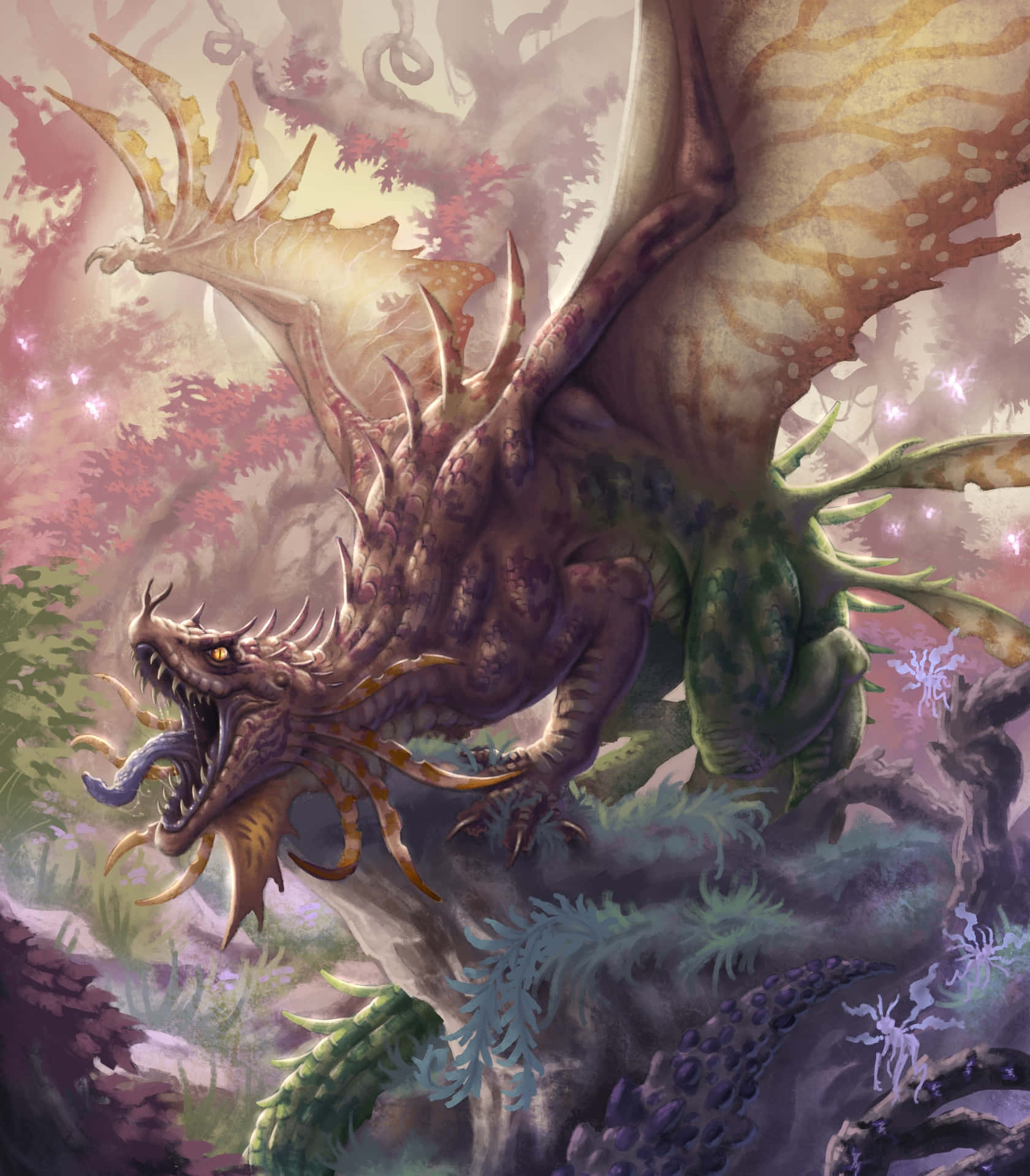 A fantasyland awaits with this majestic mythical dragon Wallpaper