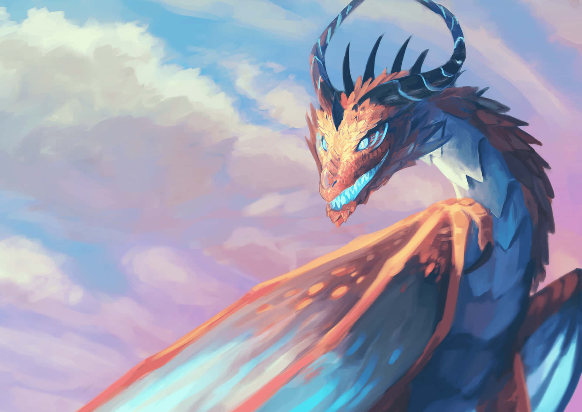 “An Epic Mythical Dragon Soars Across the Sky.” Wallpaper