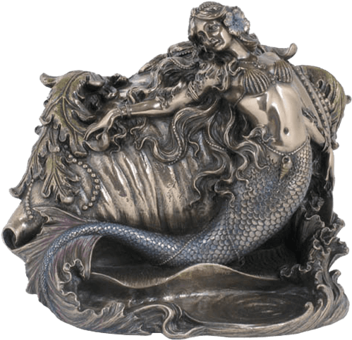 Mythical Mermaid Conch Sculpture PNG