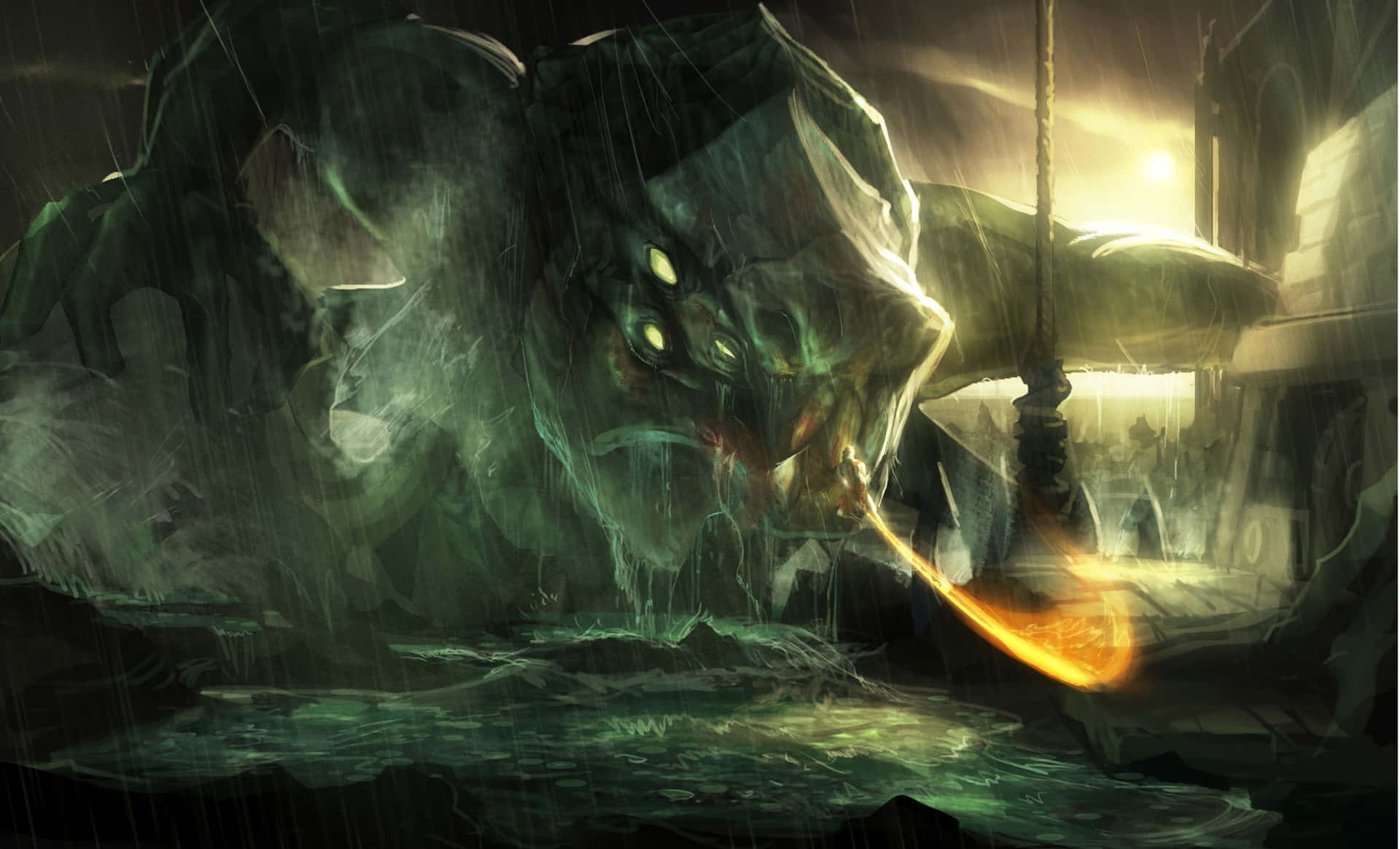Mythical Sea Monster Attack Wallpaper