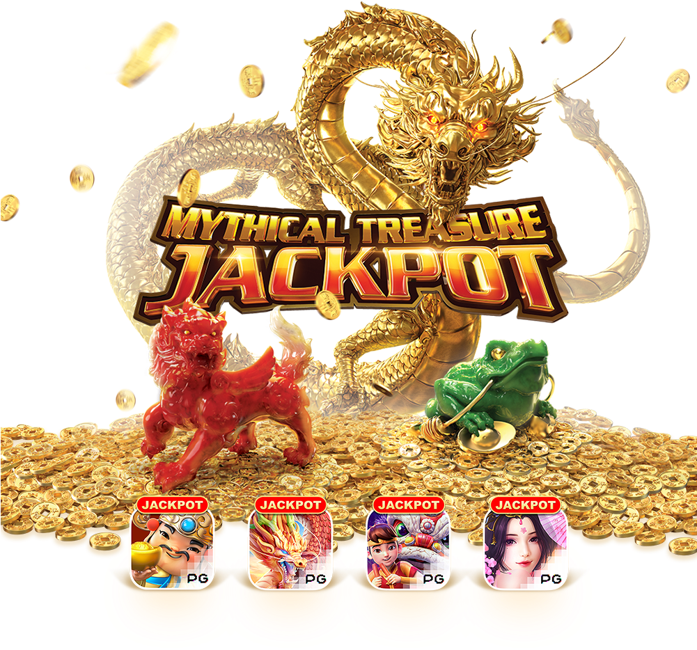 Mythical Treasure Jackpot Golden Dragon PNG