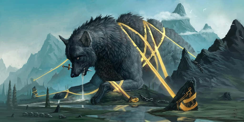 Majestic Mythical Wolf Wallpaper