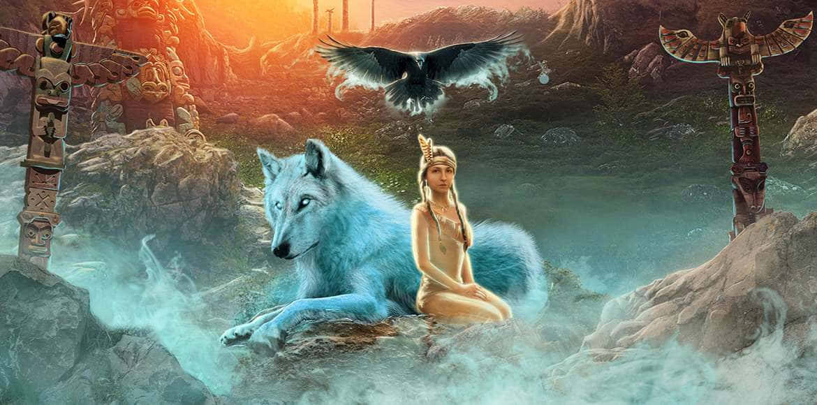 Majestic Mythical Wolf in Enchanted Forest Wallpaper