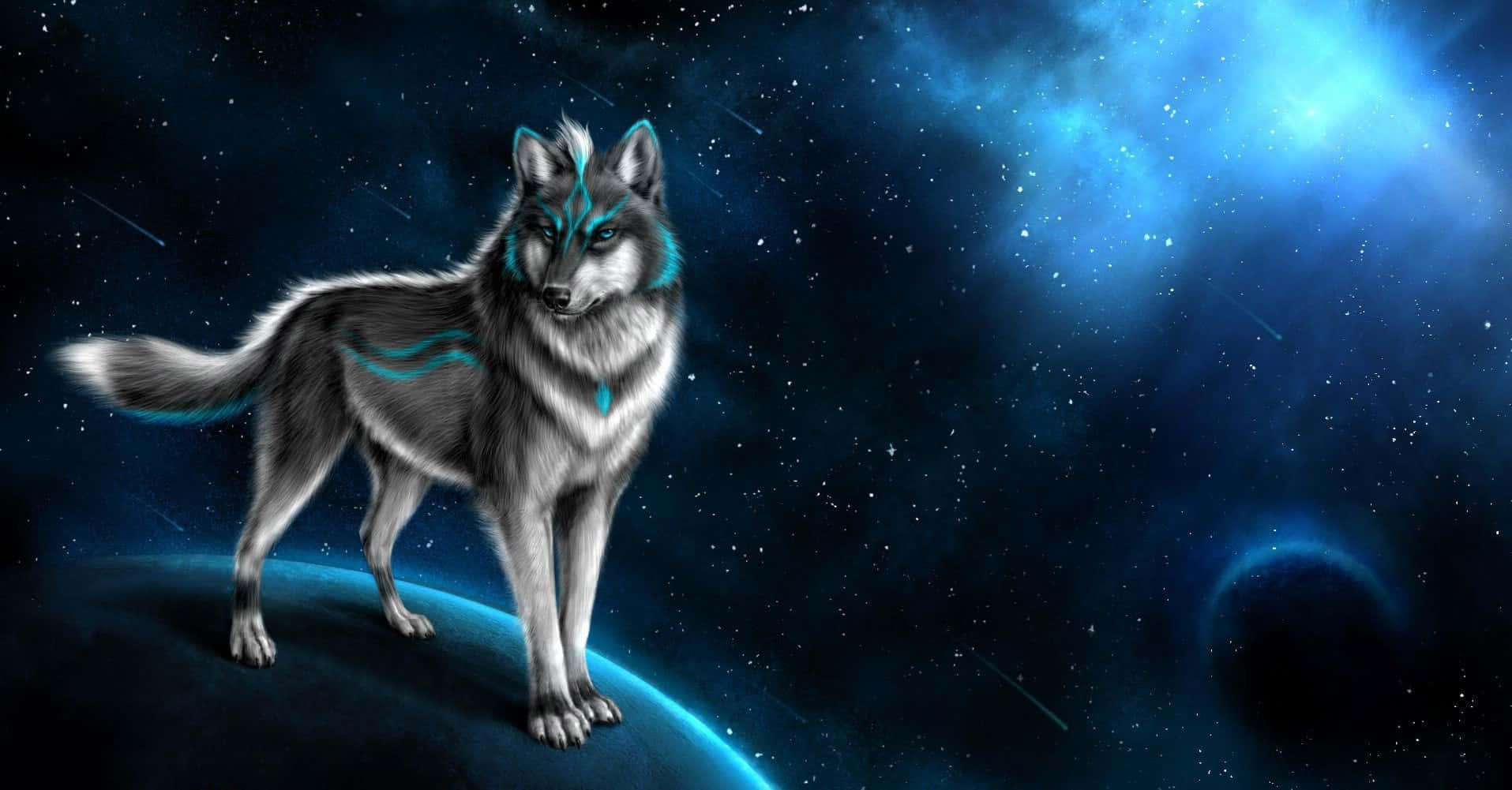 Majestic Mythical Wolf in a Magical Forest Wallpaper