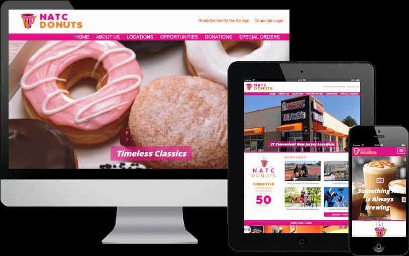 N A T C Donuts Responsive Website Design PNG