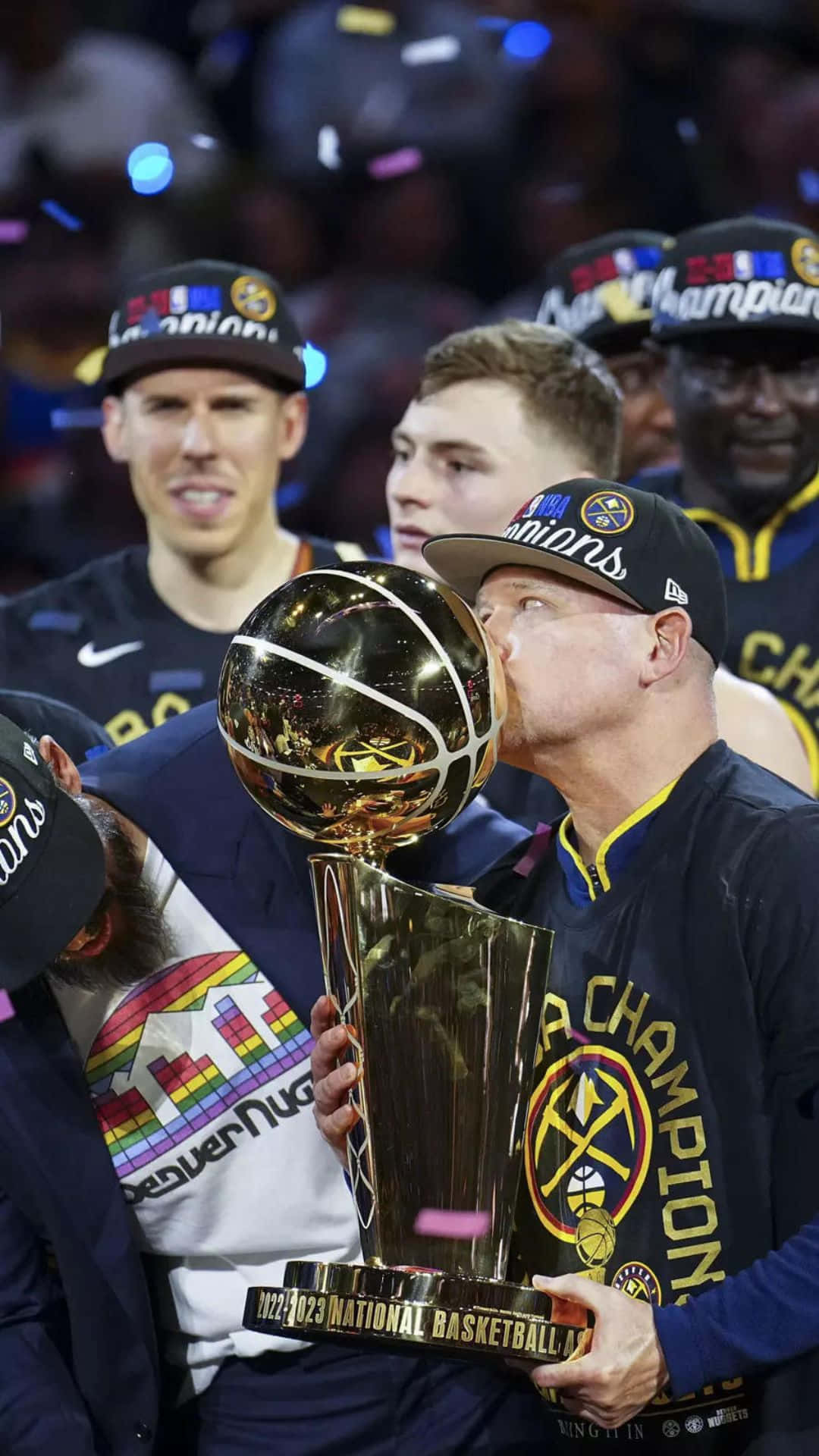 Nba Kampioenschap Viering Kus Trofee Achtergrond