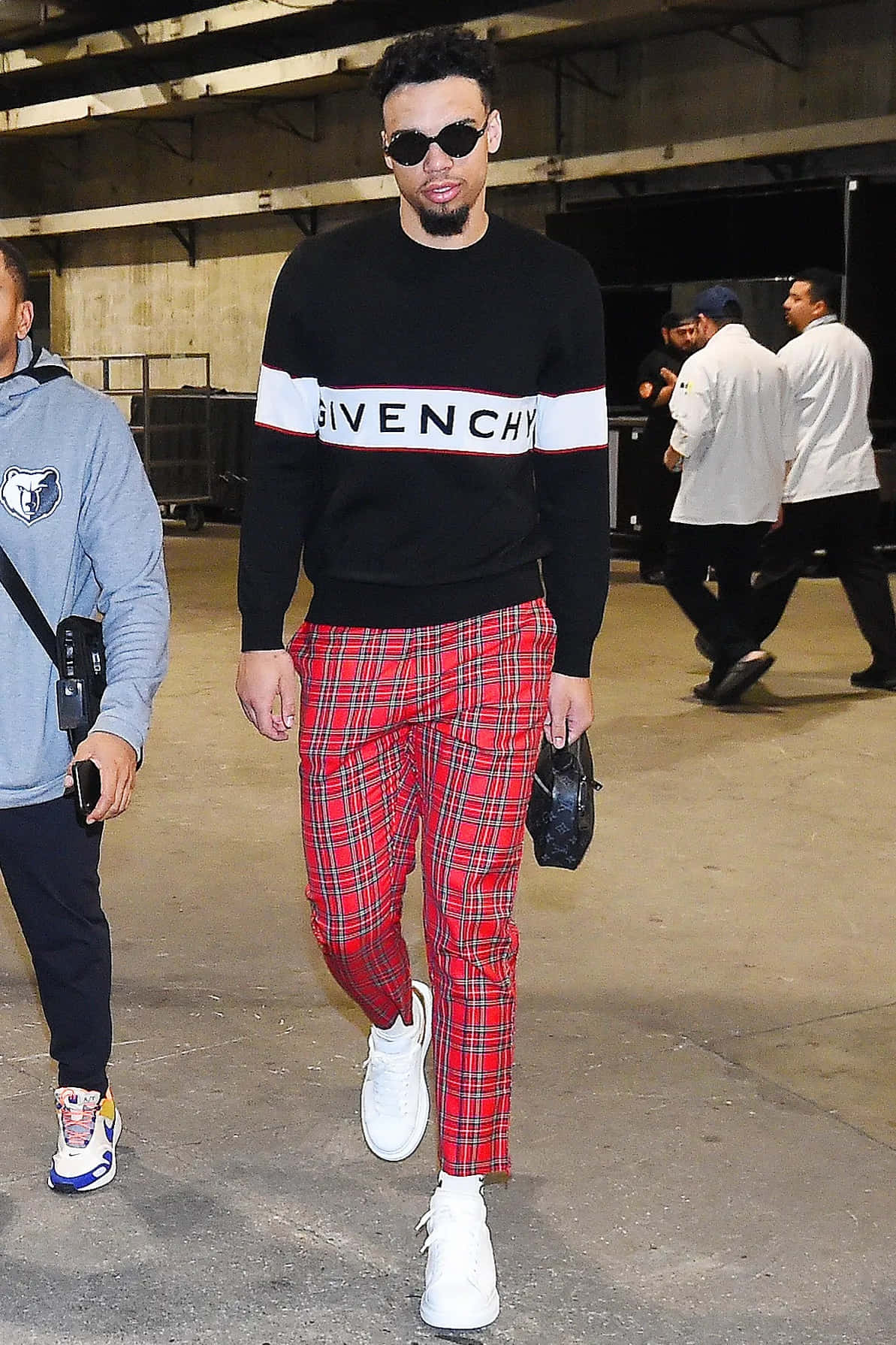 N B A Player Street Style Givenchy Sweater Red Plaid Pants Wallpaper