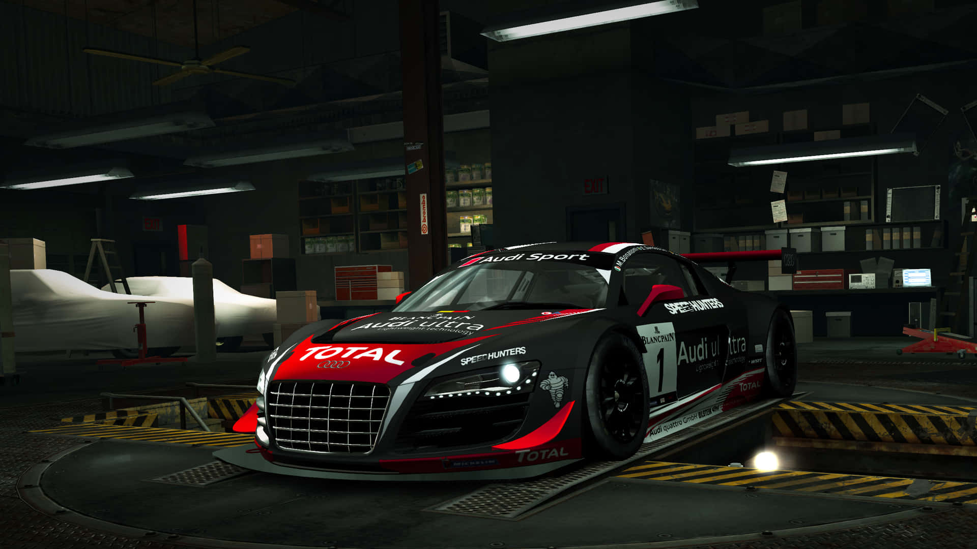 N F S World Audi R8 Garage Scene Wallpaper