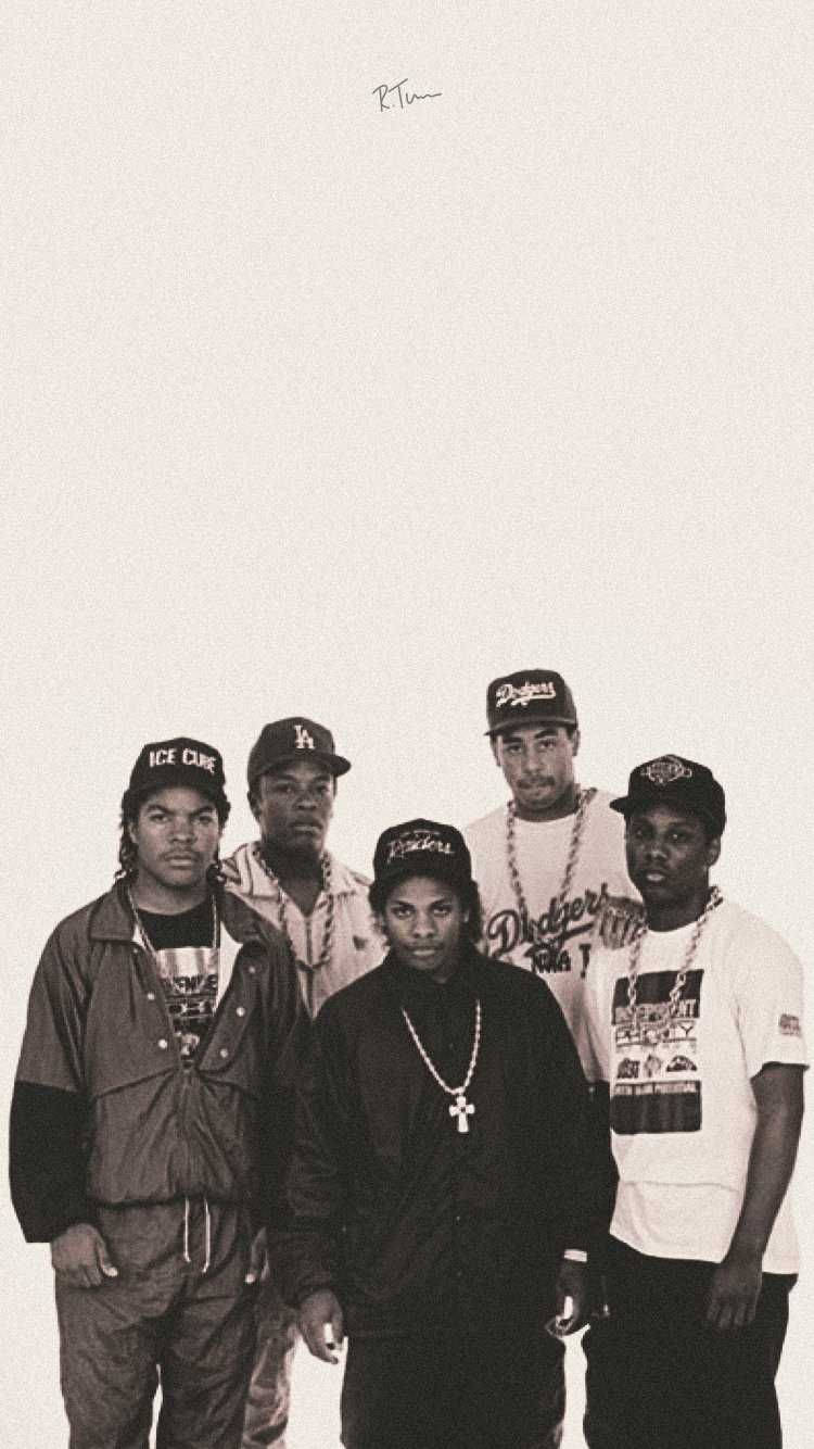 90'erne N.W.A. Hip Hop Medlemmer Vintage Portræt Tapet Wallpaper