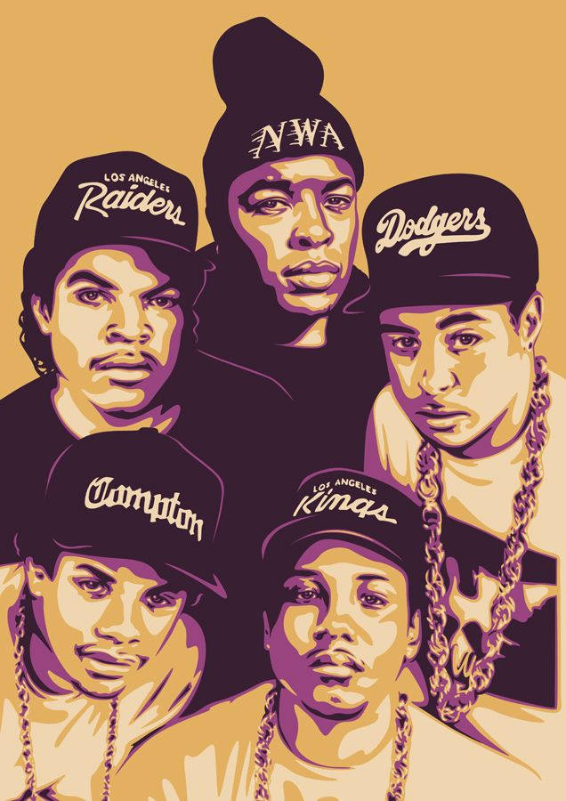 N.W.A. Hip Hop Rap Artists Vector Art Wallpaper