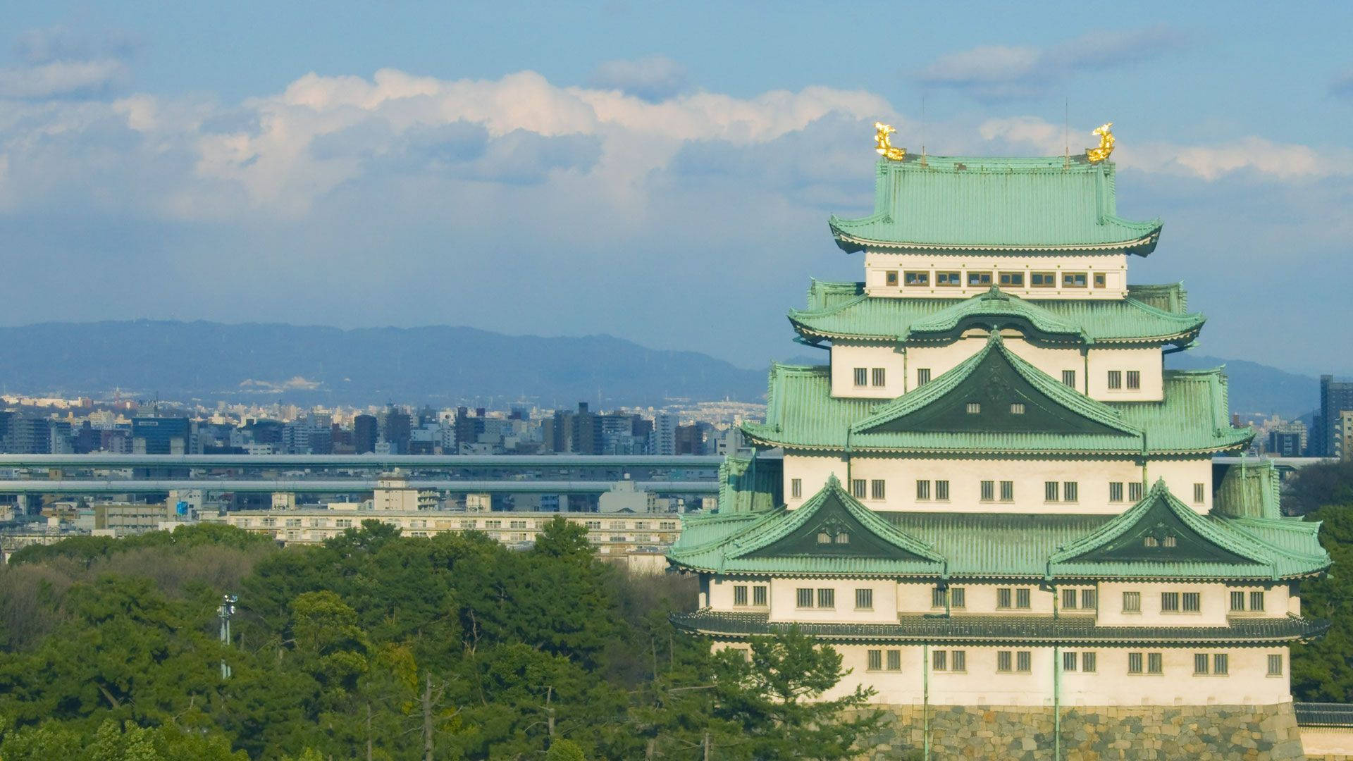 Vista Aerea Del Castello Di Nagoya Sfondo