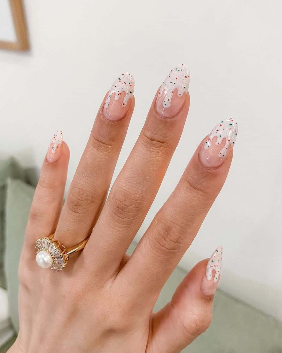 Shining Nude Color And White Nail Designs Picture