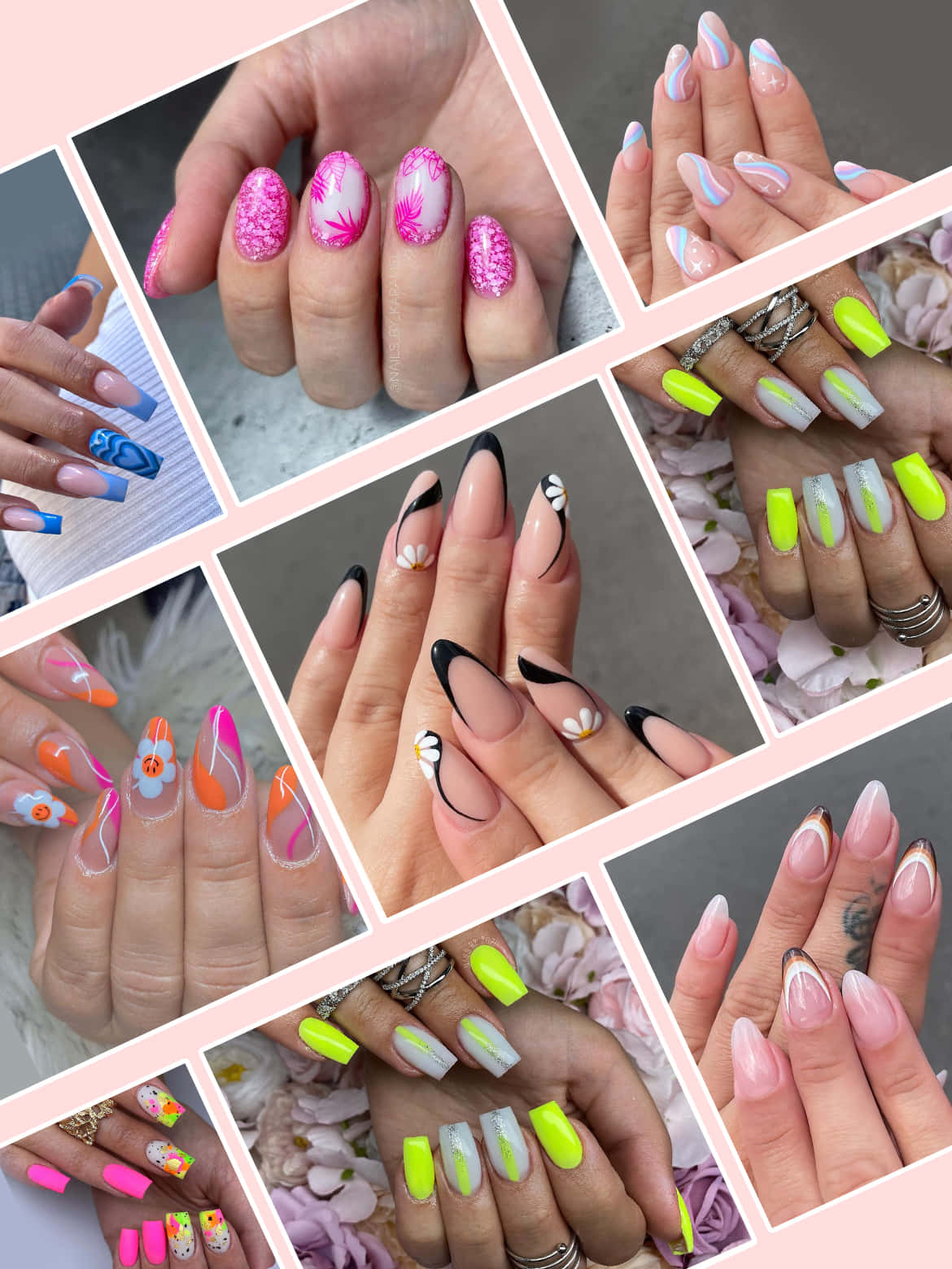Collage Picture Of Highlight Color Nail Designs