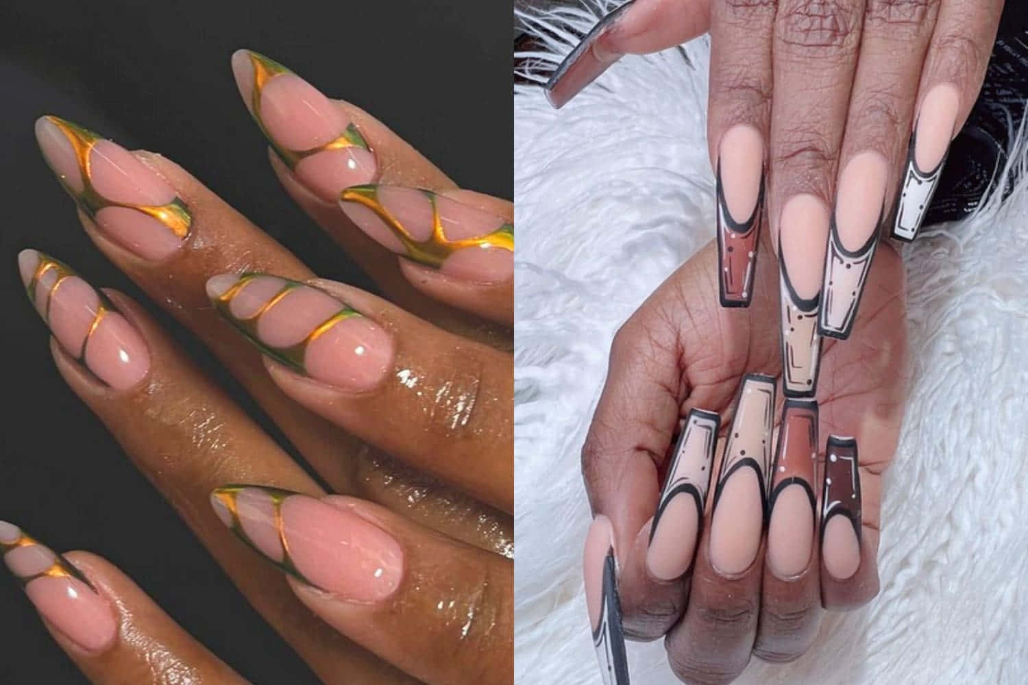 Nude Color And Gold Nail Designs Picture