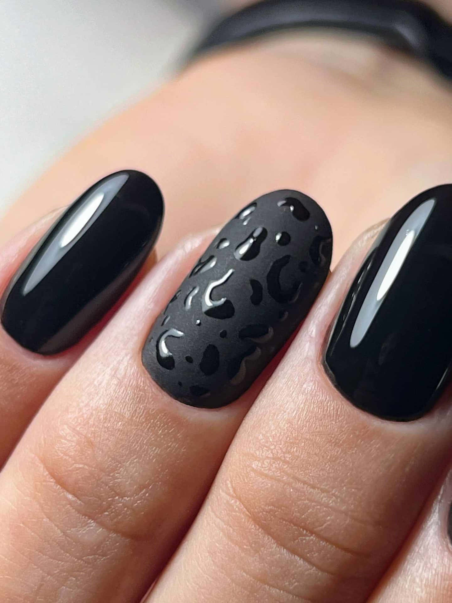 Matte Black Color Nail Designs Picture