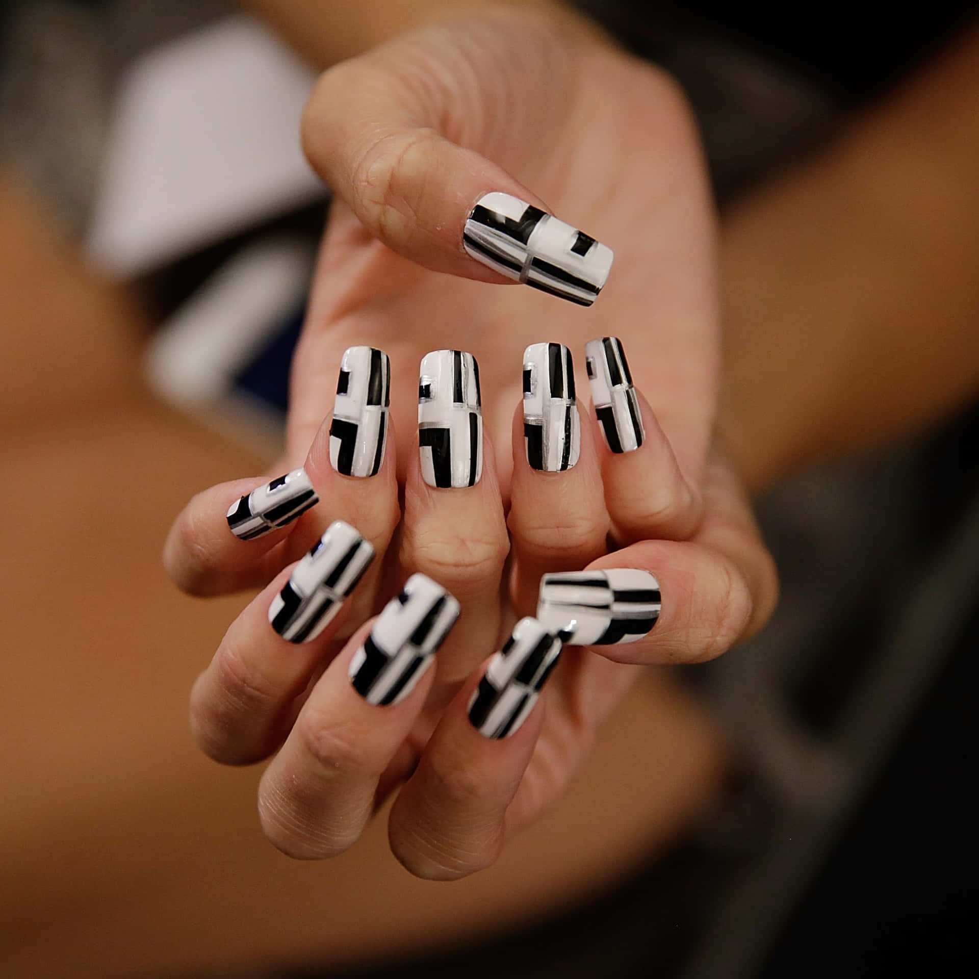 Geometric Black And White Nail Designs Picture