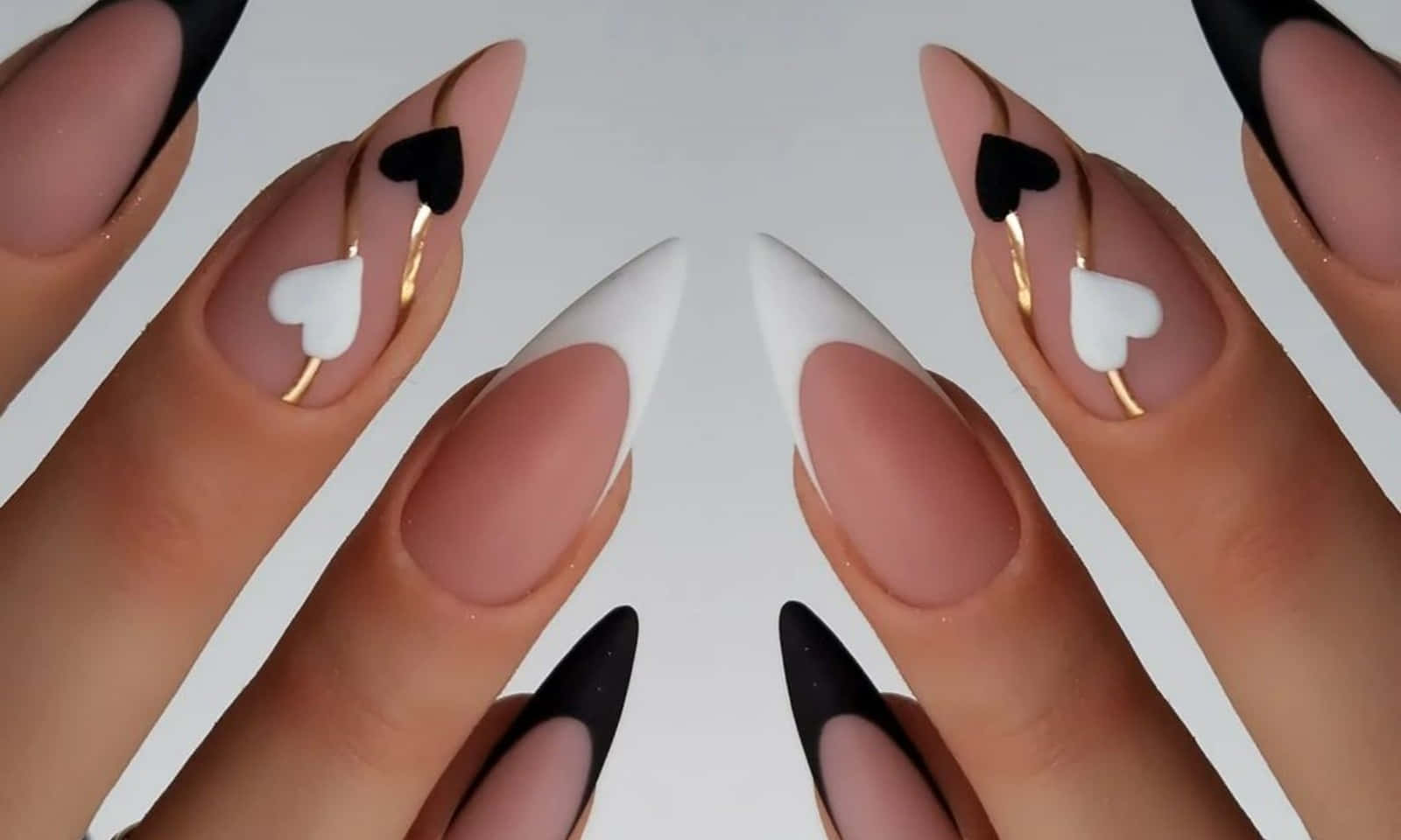 Black And White Heart Nail Designs Picture