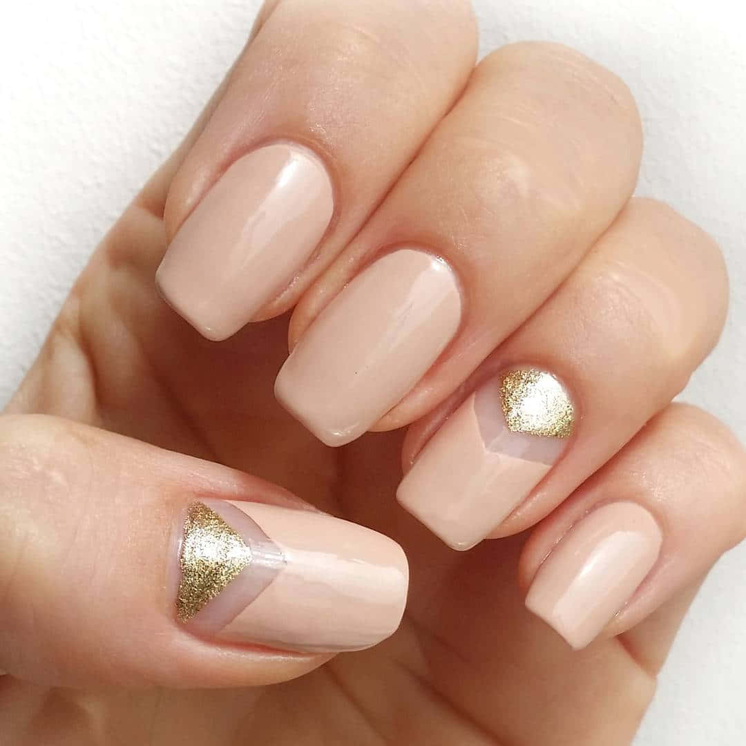 Beige And Gold Nail Designs Picture