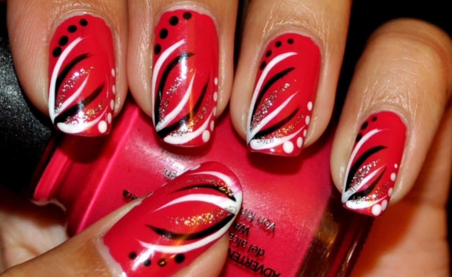 Download Red Adorned Nail Art Picture 1466 x 900 