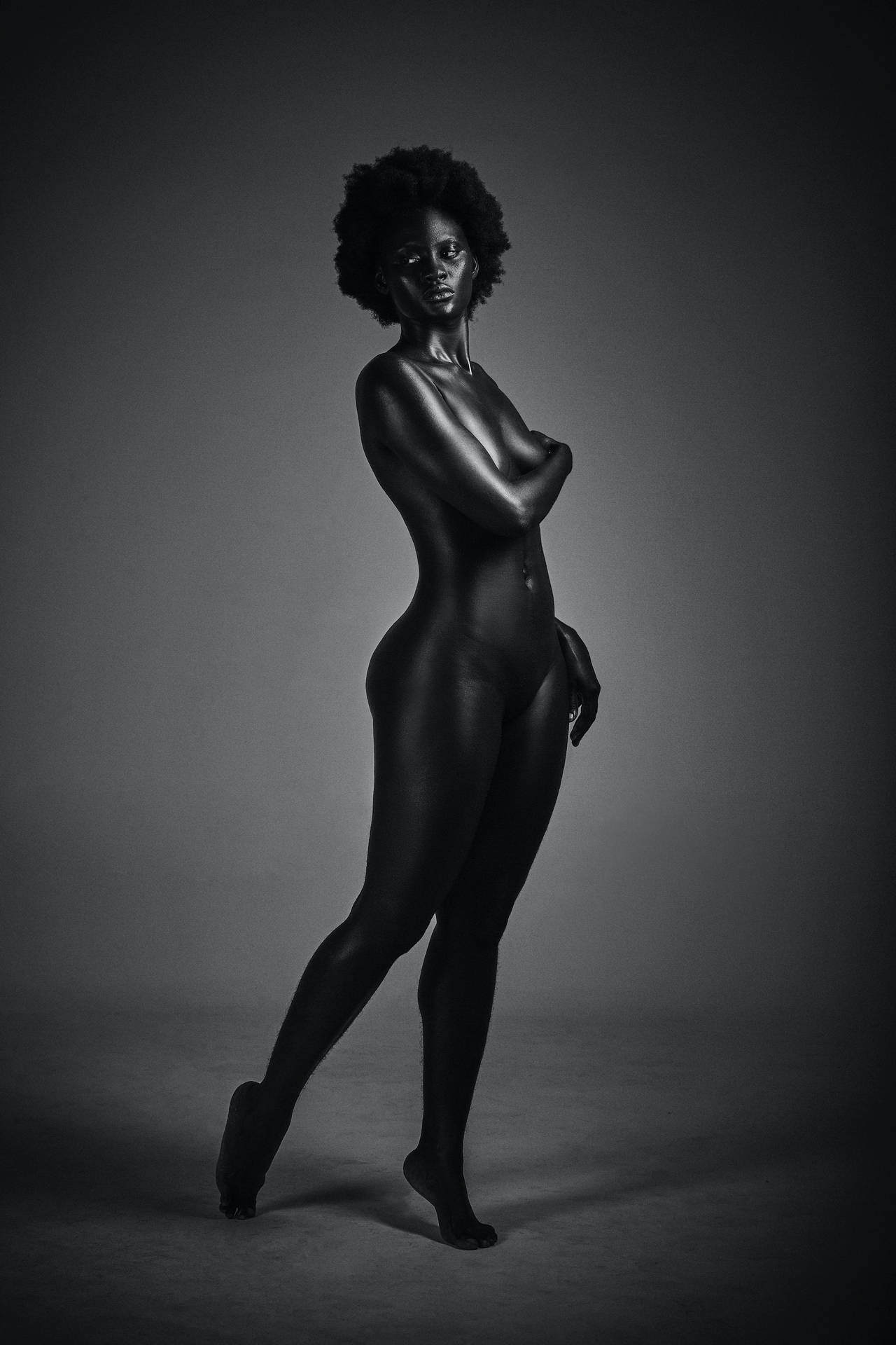 Naked Black Woman Black Phone