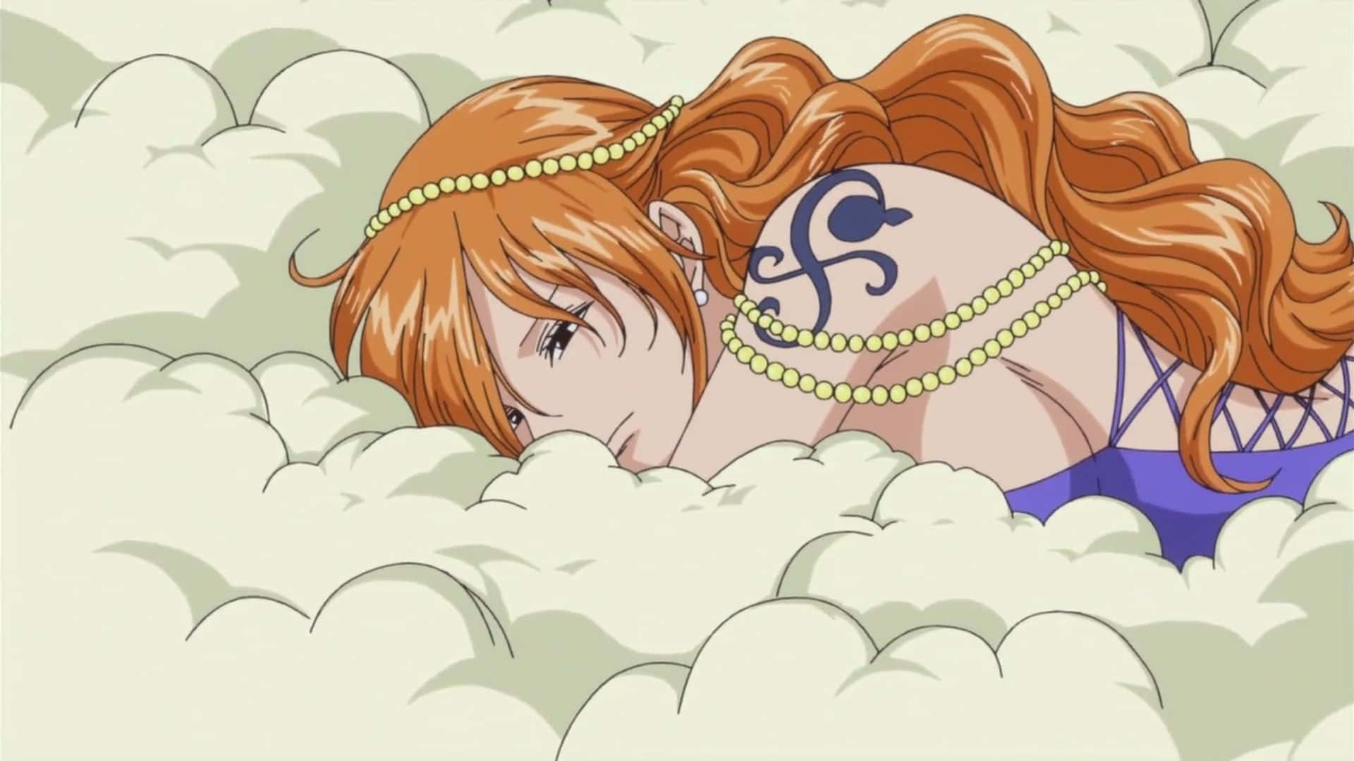 Nami One Piece sover i Yomos strikkede tørklæde Wallpaper