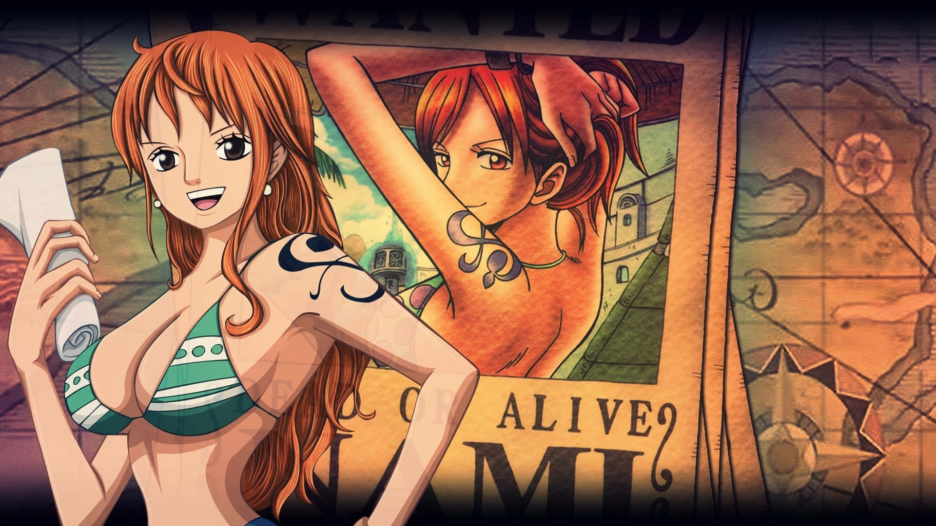 Nami One Piece Wanted Poster Wallpaper