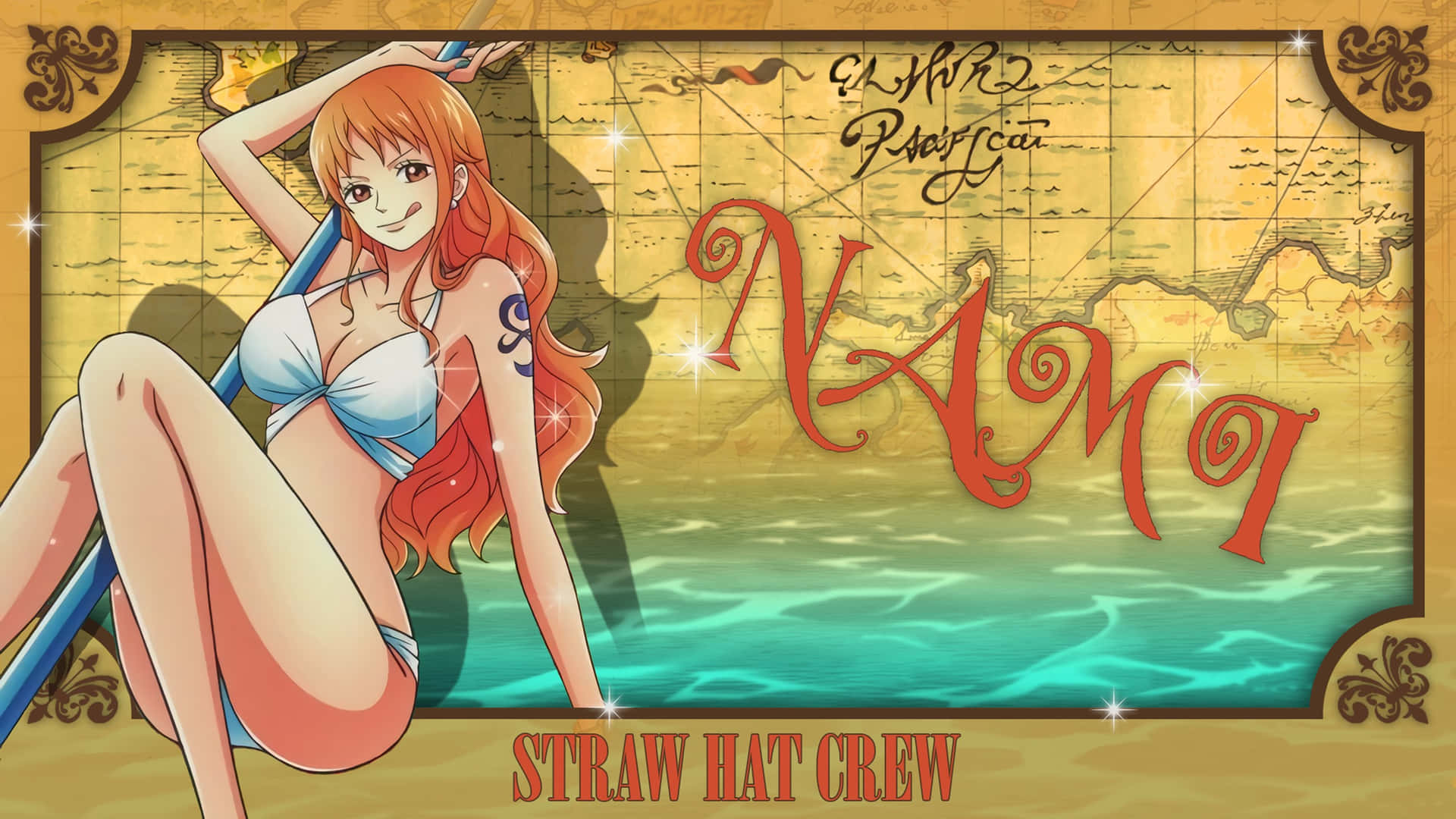 Sexet Nami One Piece Strohut Crew båd wallpaper. Wallpaper