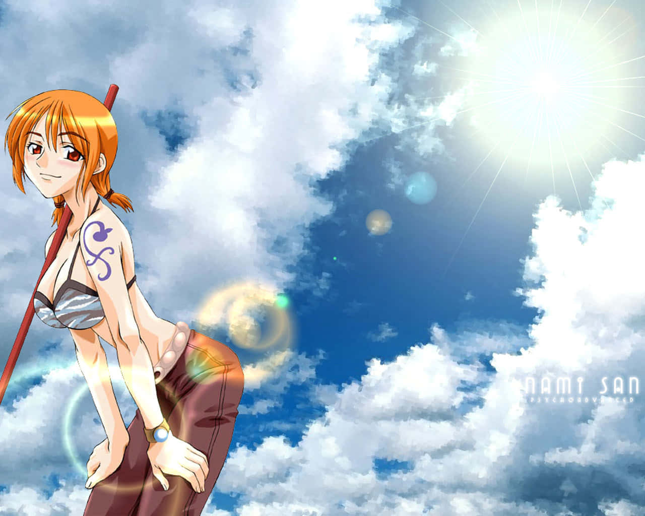 Caption: Nami from One Piece displaying her fearless spirit Wallpaper