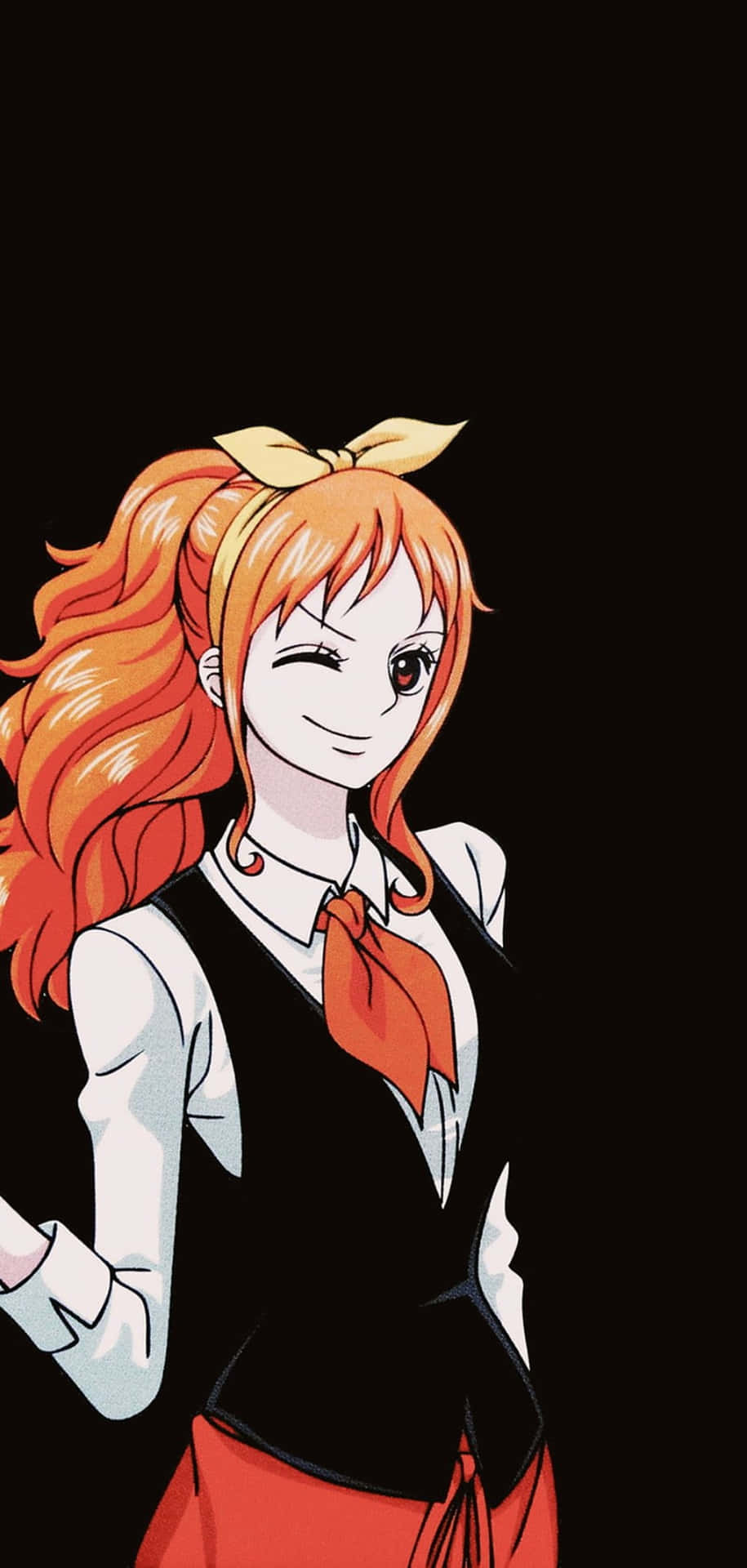 Nami One Piece With Yellow Hair Tie Ribbon Wallpaper
