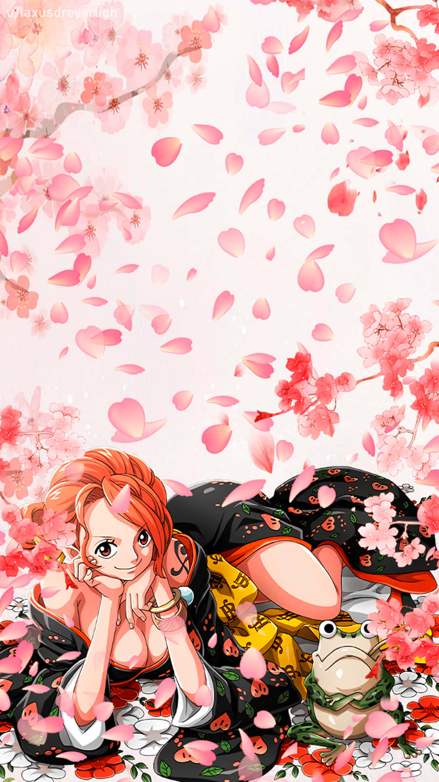 Nami One Piece Kirsebærblomster Levende Tapet Wallpaper