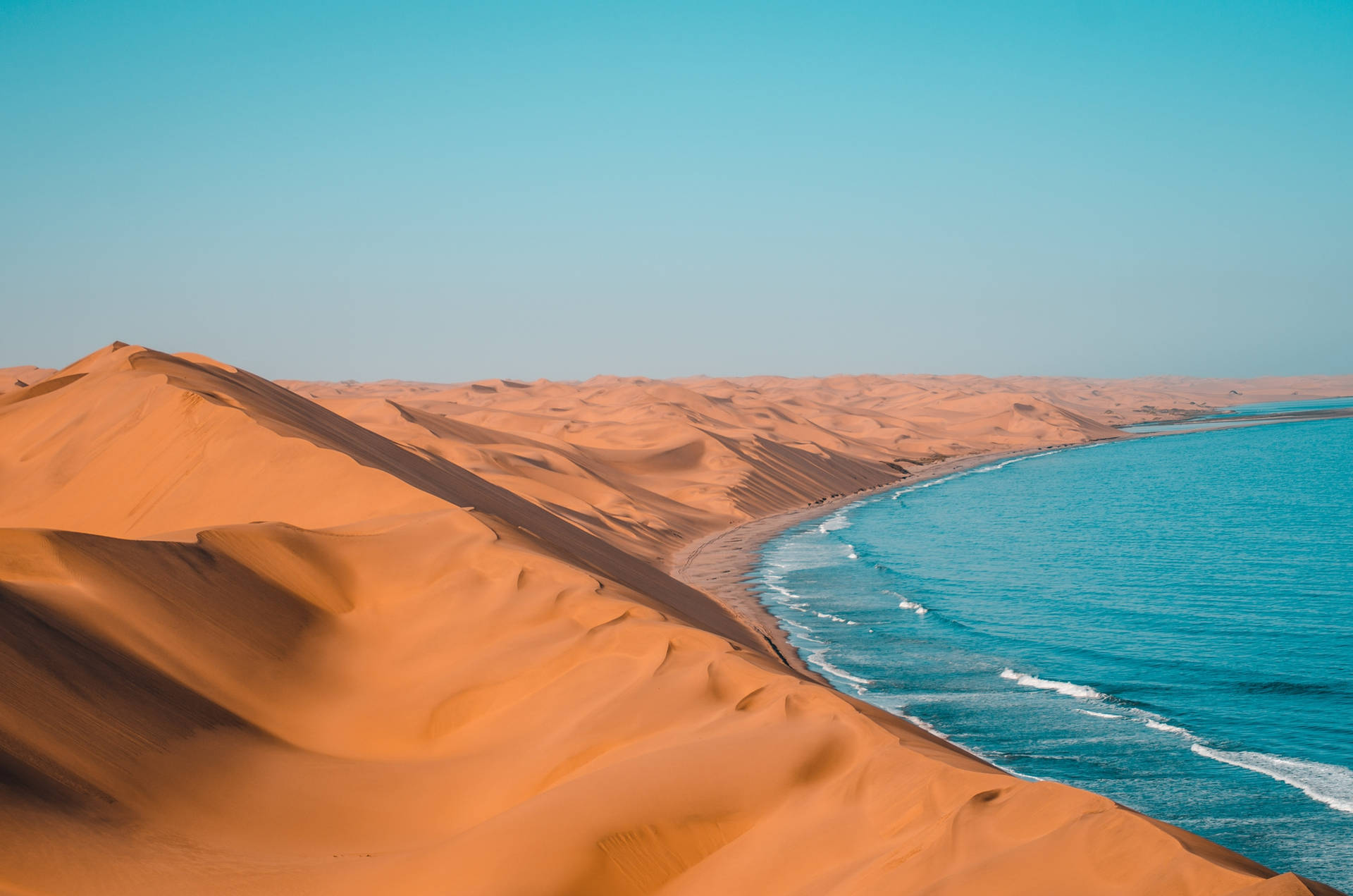 Namibia Ørkenen Møder Havet Wallpaper