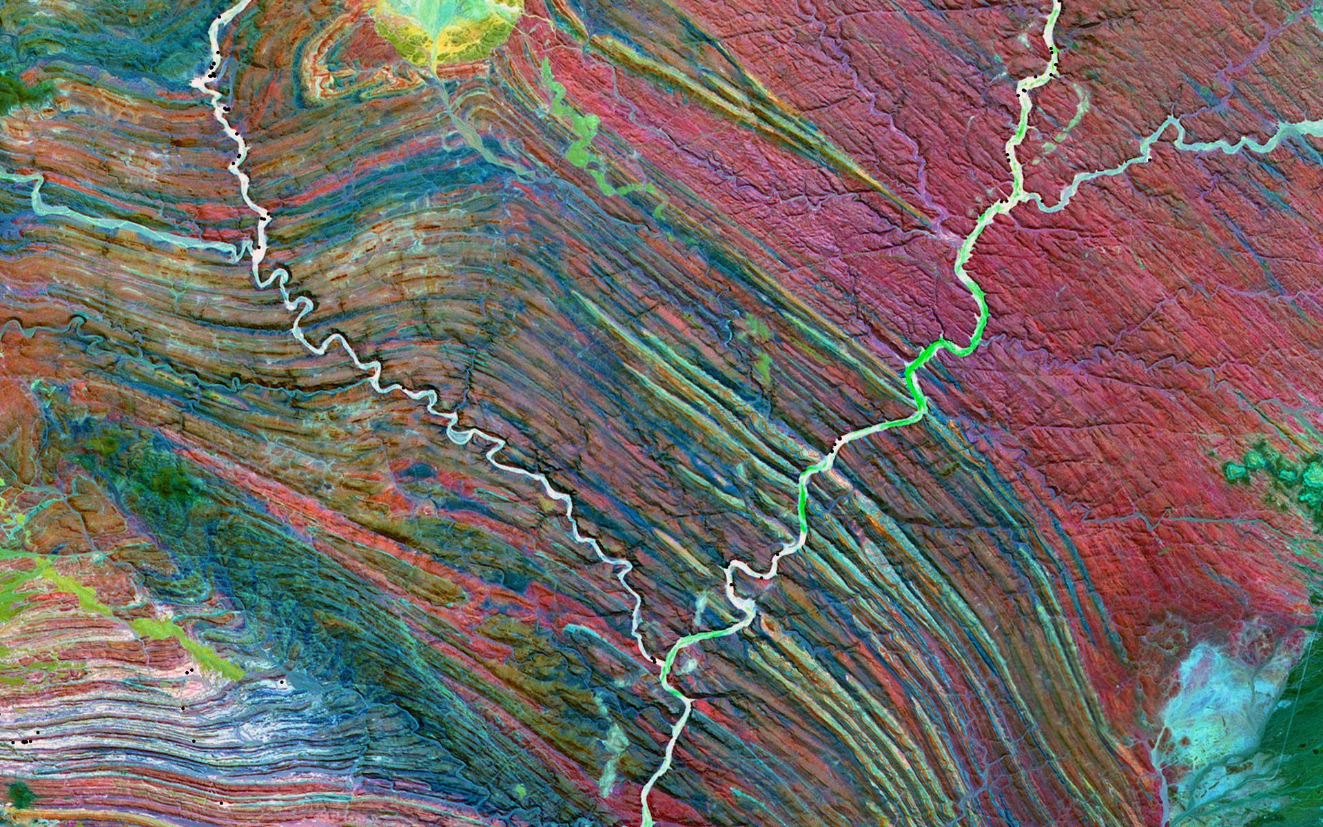 Namibia Satellitudsigt Over Ugab-floden Wallpaper