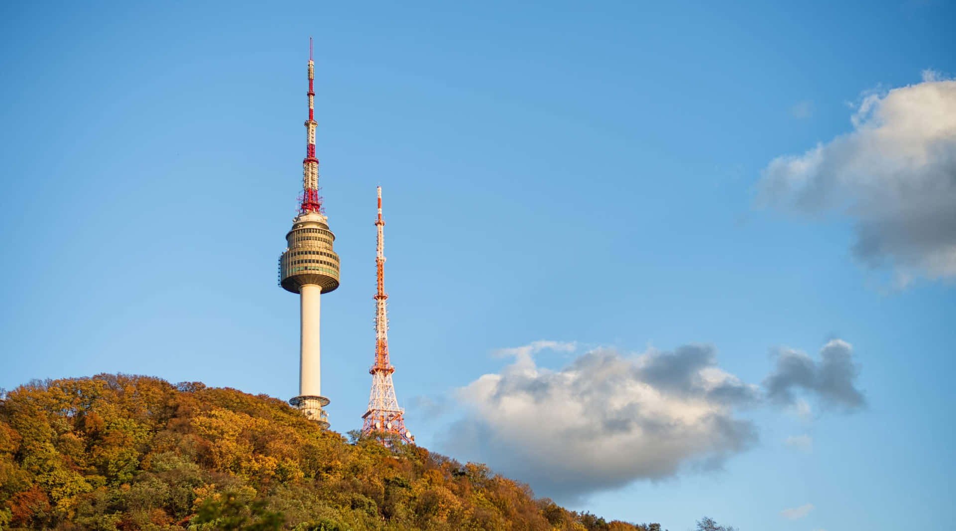 Download Namsan Seoul Tower Autumn Skyline Wallpaper | Wallpapers.com