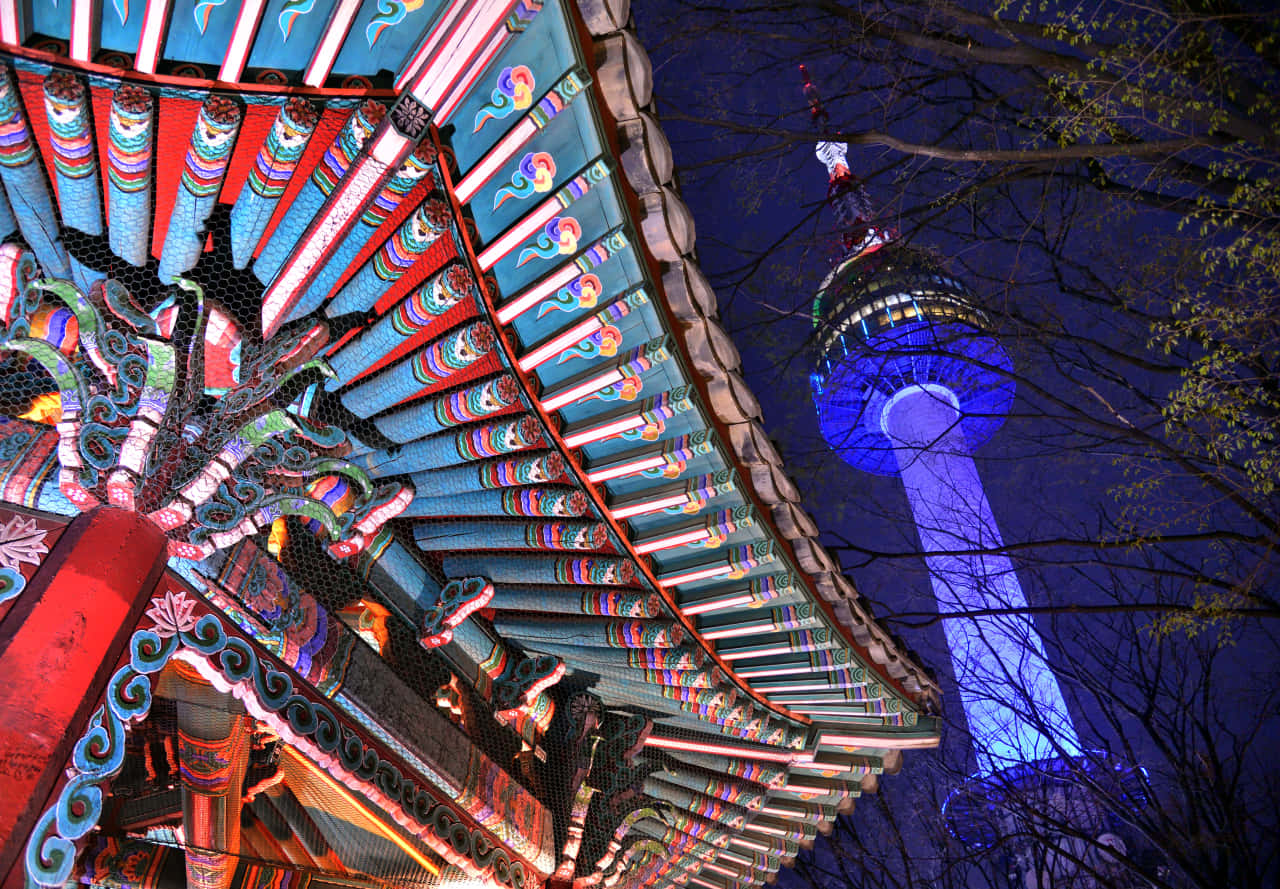 Download Namsan Seoul Tower Night View Wallpaper | Wallpapers.com