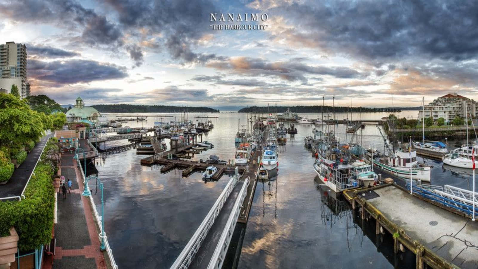 Nanaimo Havnen Byen Gryning Bakgrunnsbildet