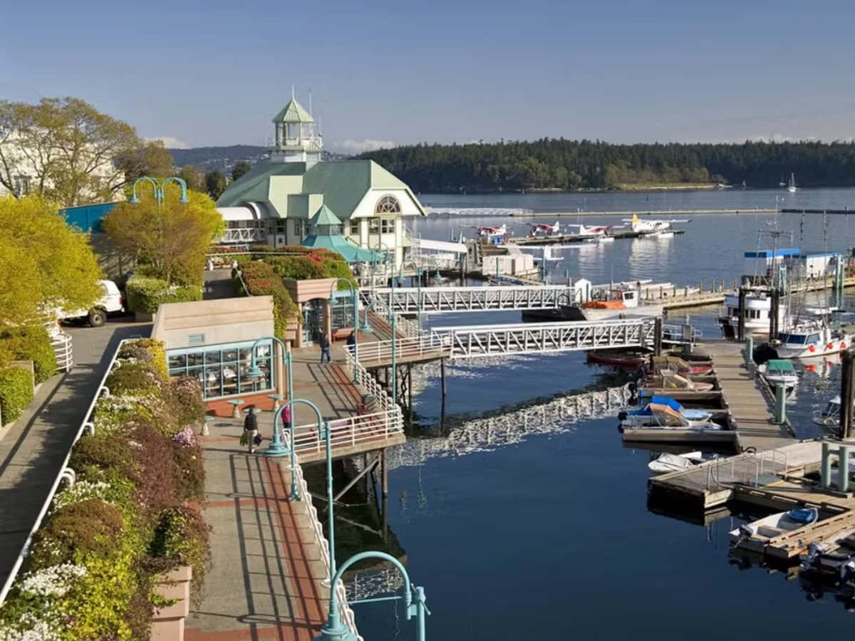 Nanaimo Havnefront Gangvei Marina Utsikt Bakgrunnsbildet