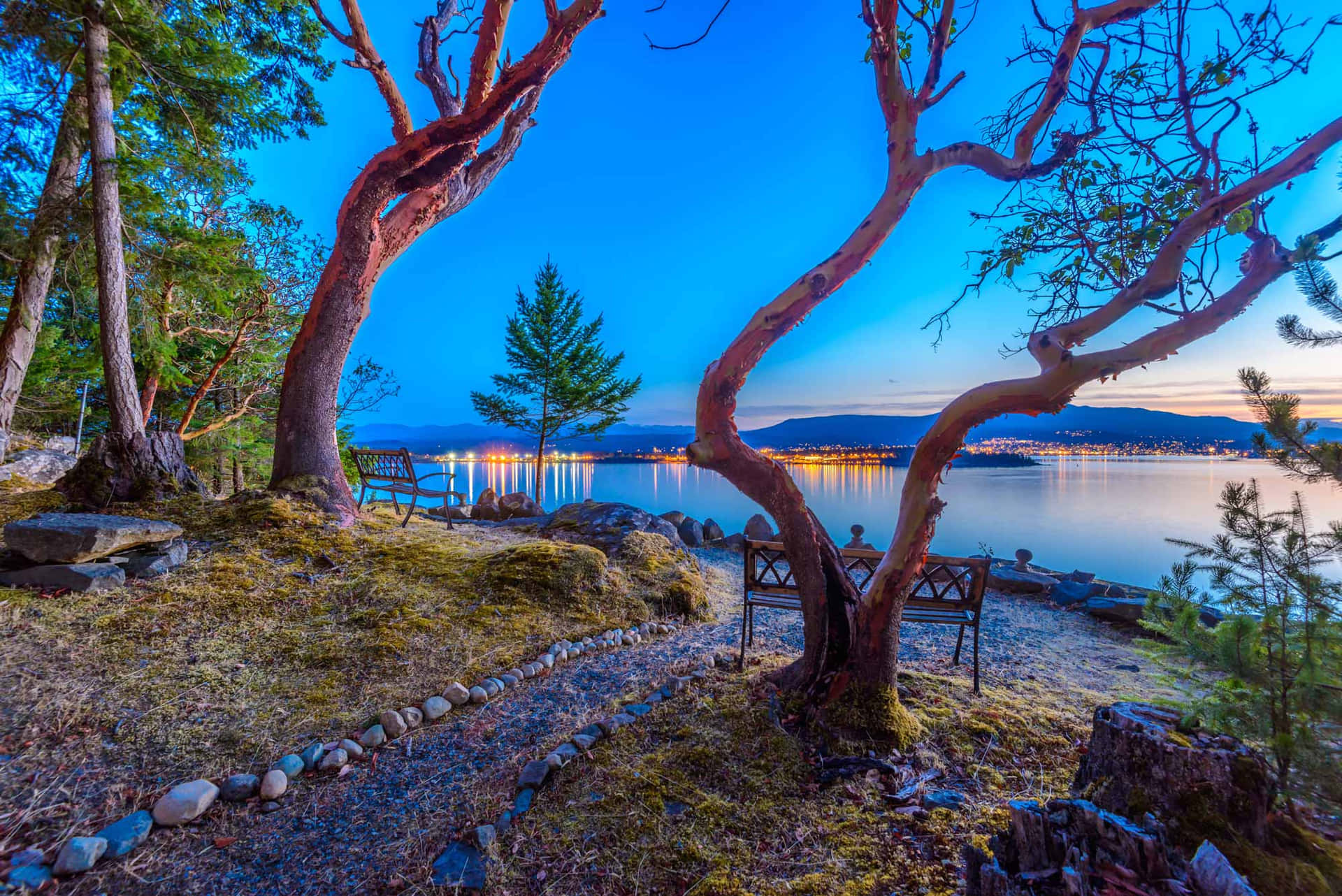 Nanaimo Waterfront Twilight Scenery Wallpaper