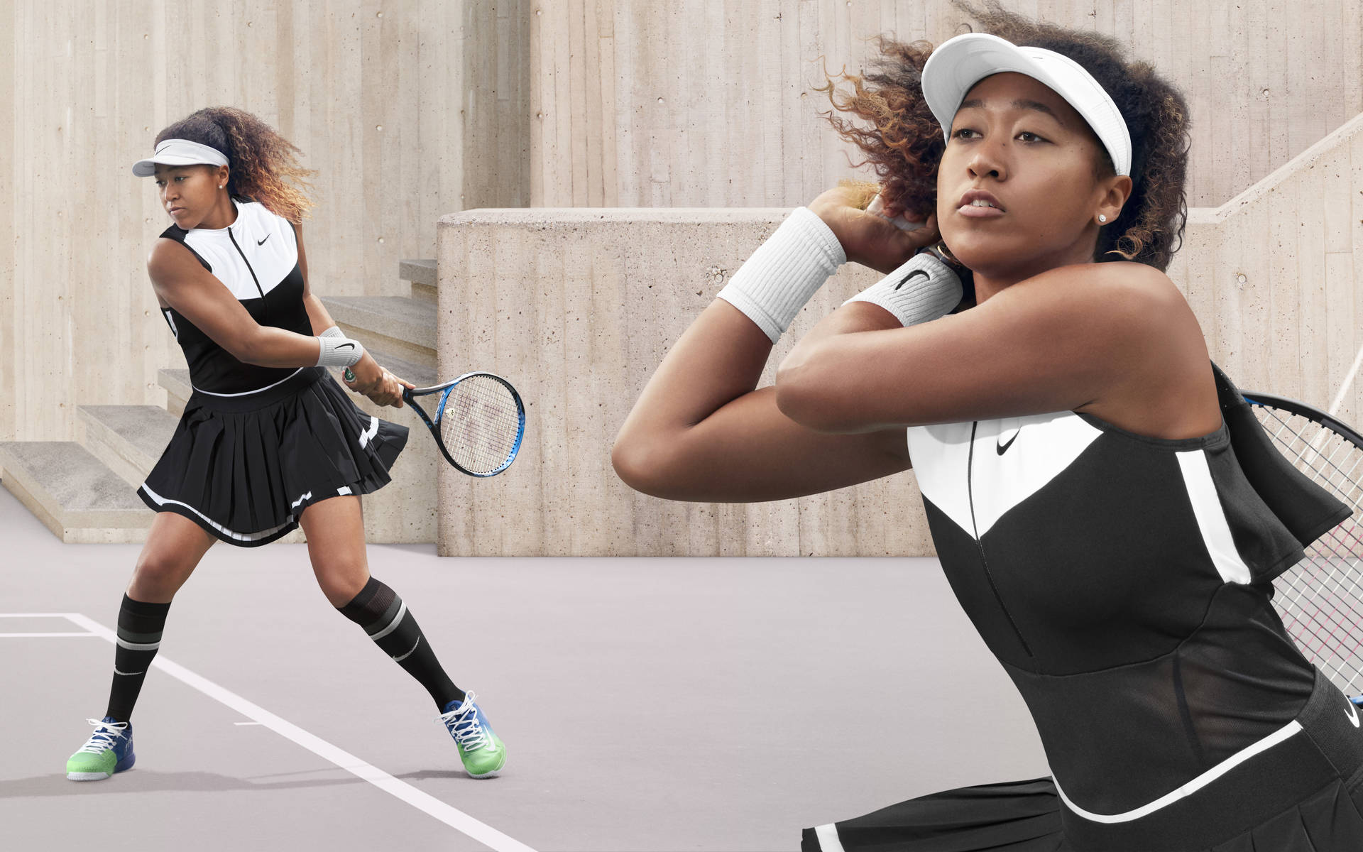 Naomiosaka En Blanco Y Negro Con Nike. Fondo de pantalla